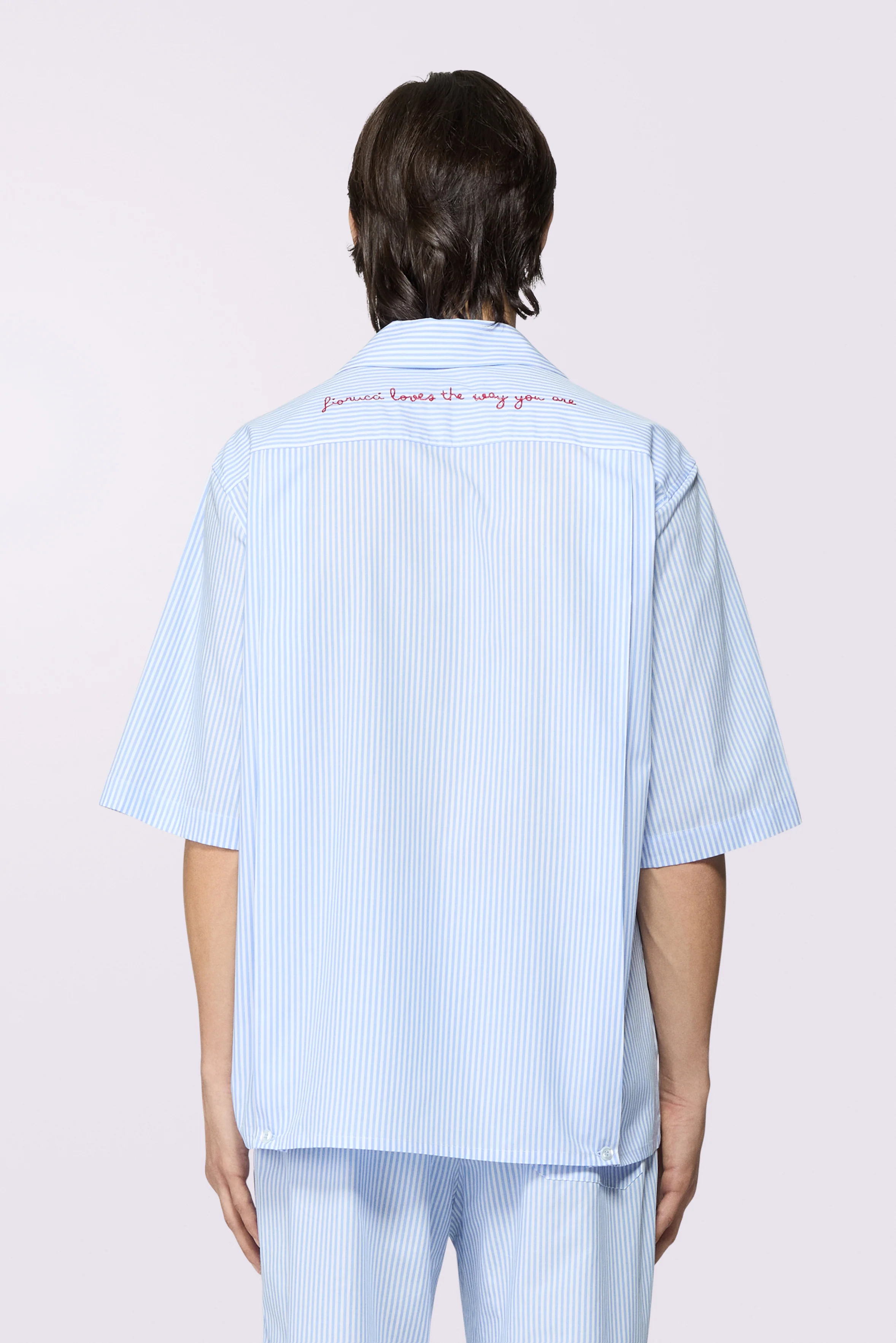 Logo Stripe Bowling Shirt Blue - Image 3