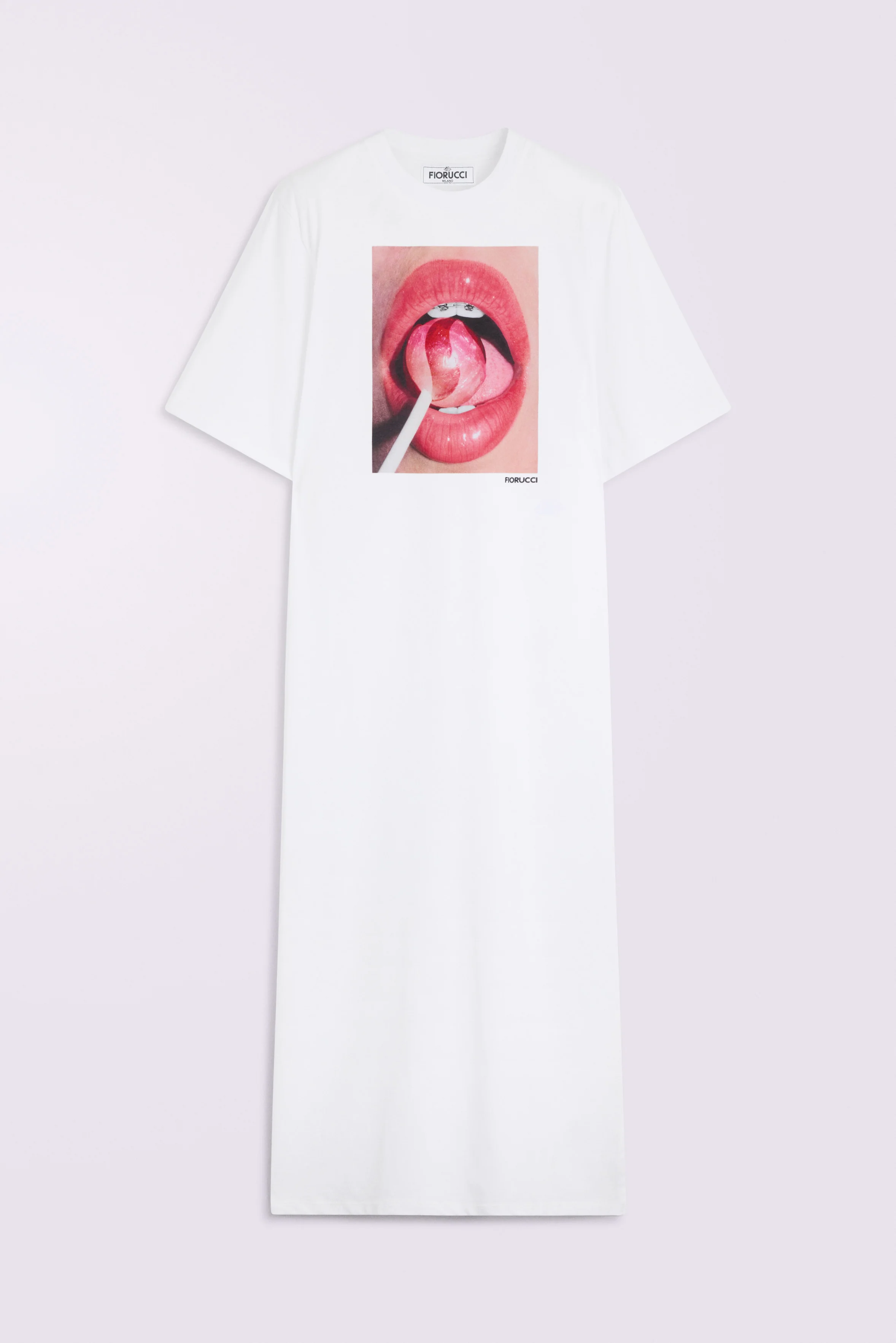 Lollipop Mouth Maxi T-Dress White