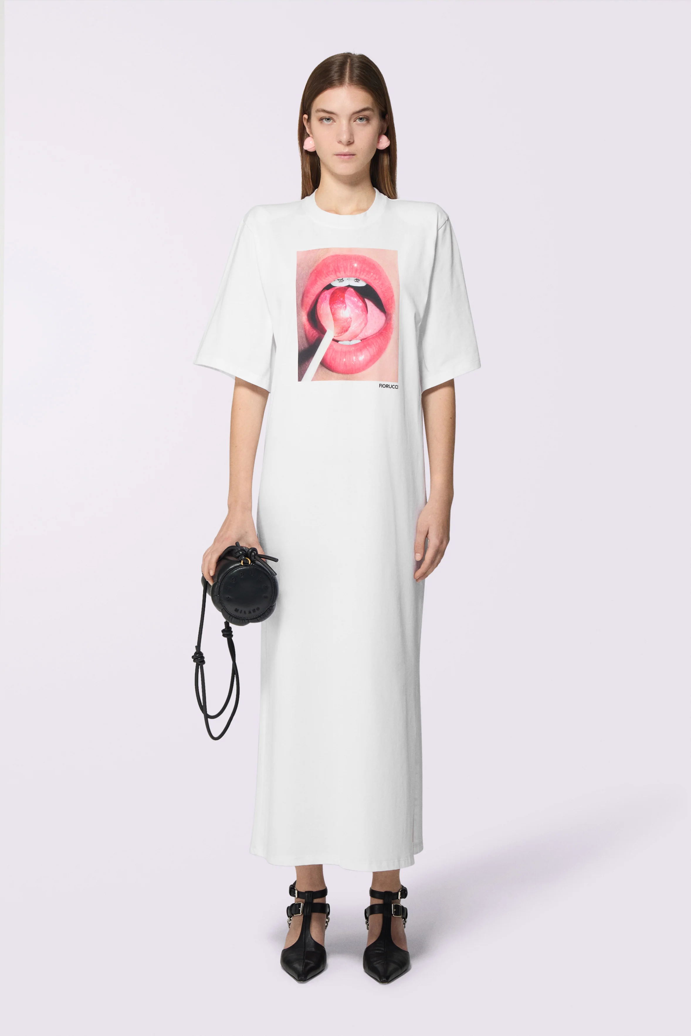 Lollipop Mouth Maxi T-Dress White - Image 2