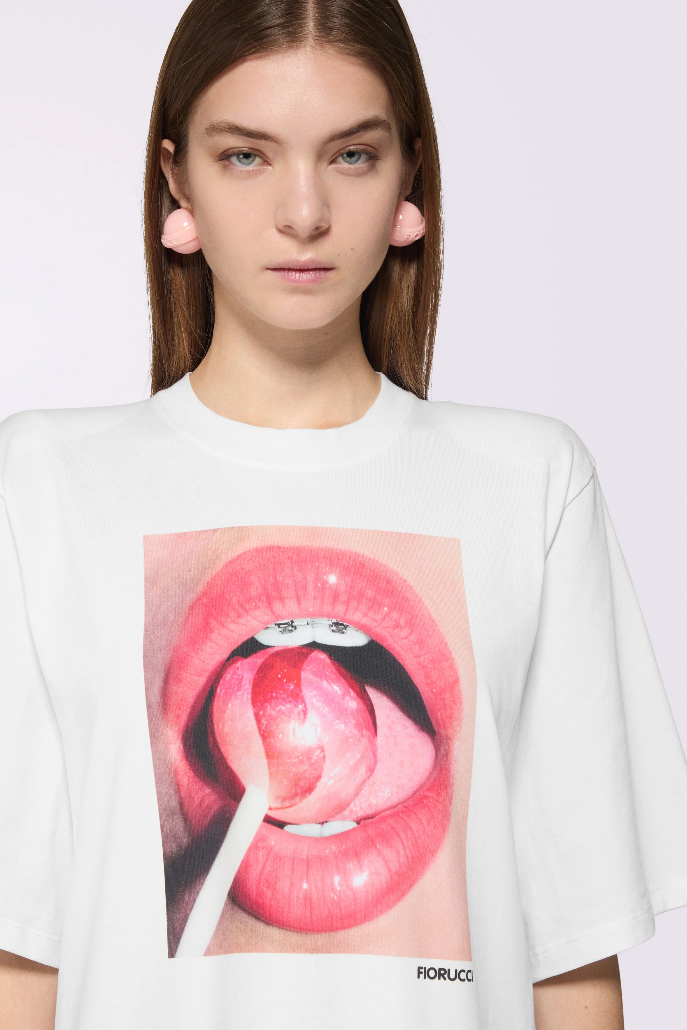 Lollipop Mouth Maxi T-Dress White - Image 4