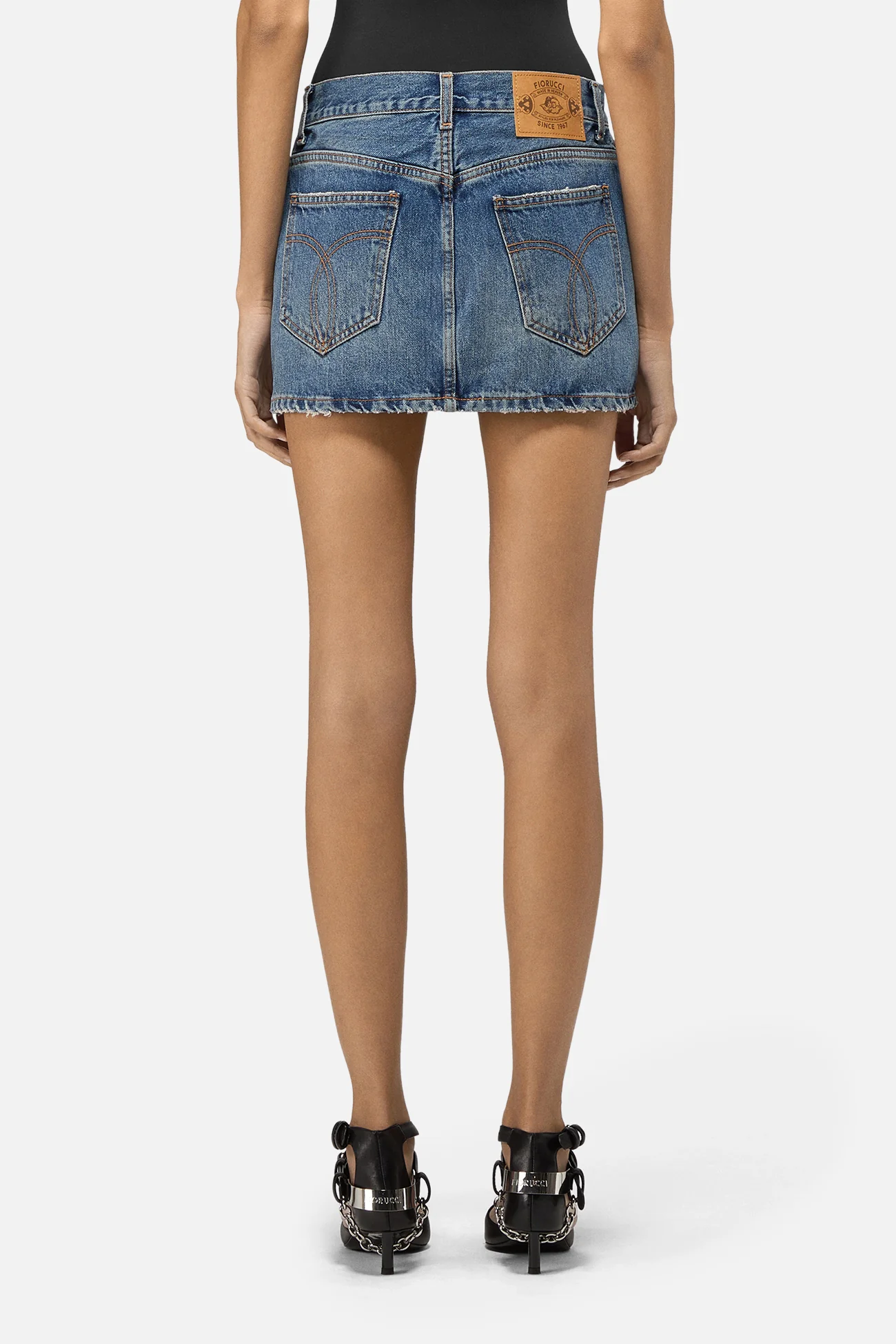 Denim Mini Skirt Mid Blue - Image 3