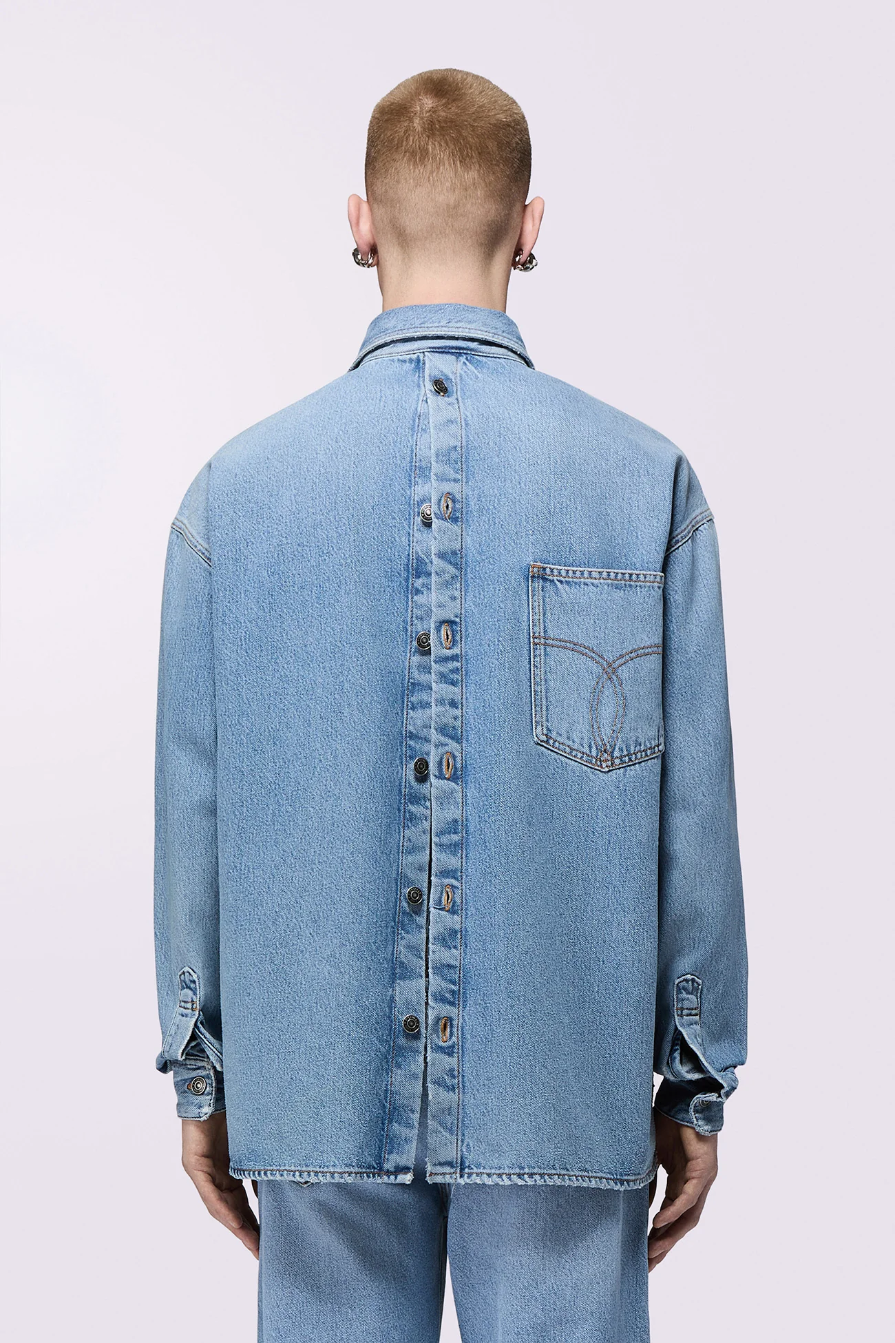 Embroidered Denim Shirt Light Blue - Image 3