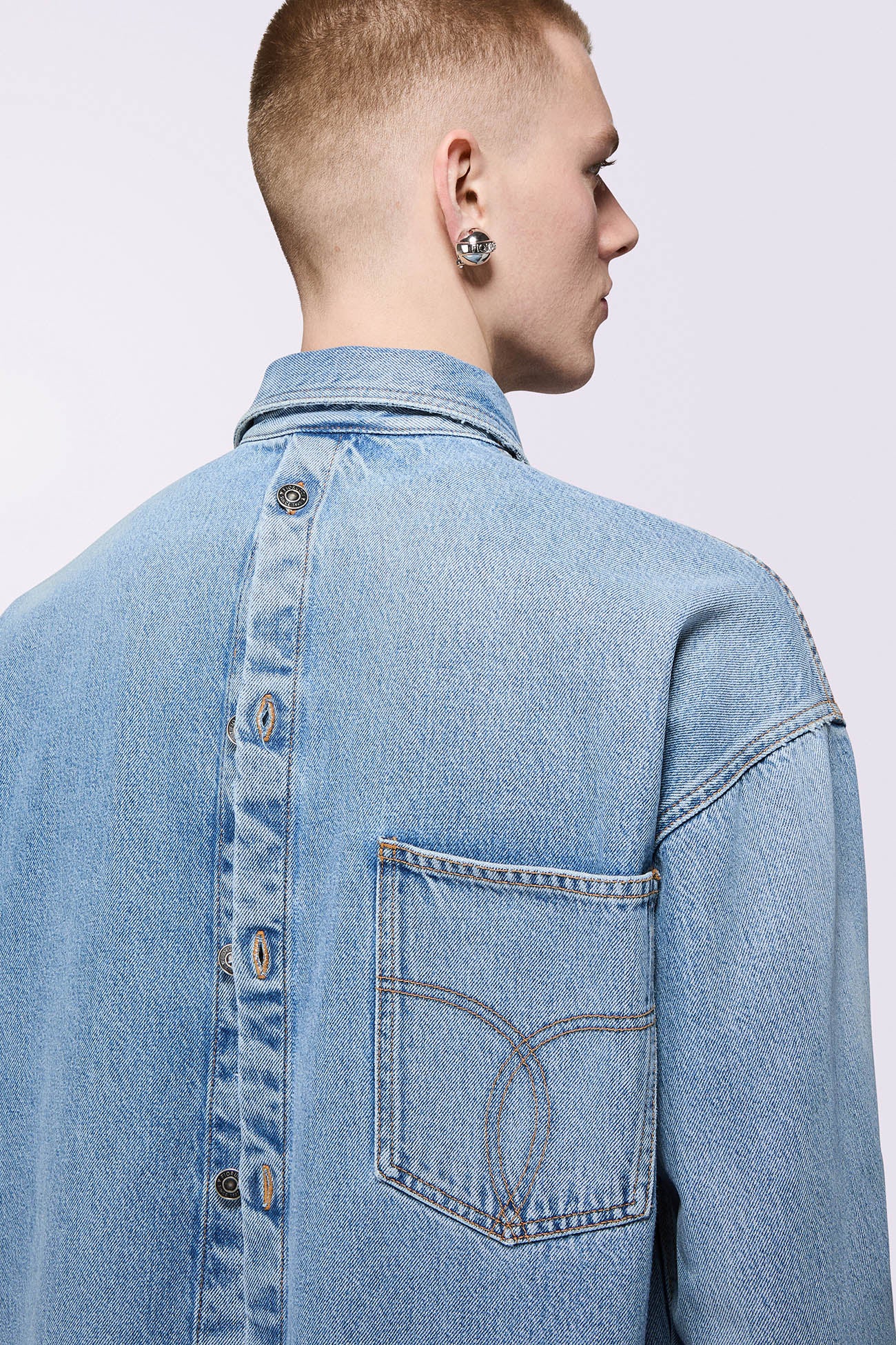 Embroidered Denim Shirt Light Blue - Image 4