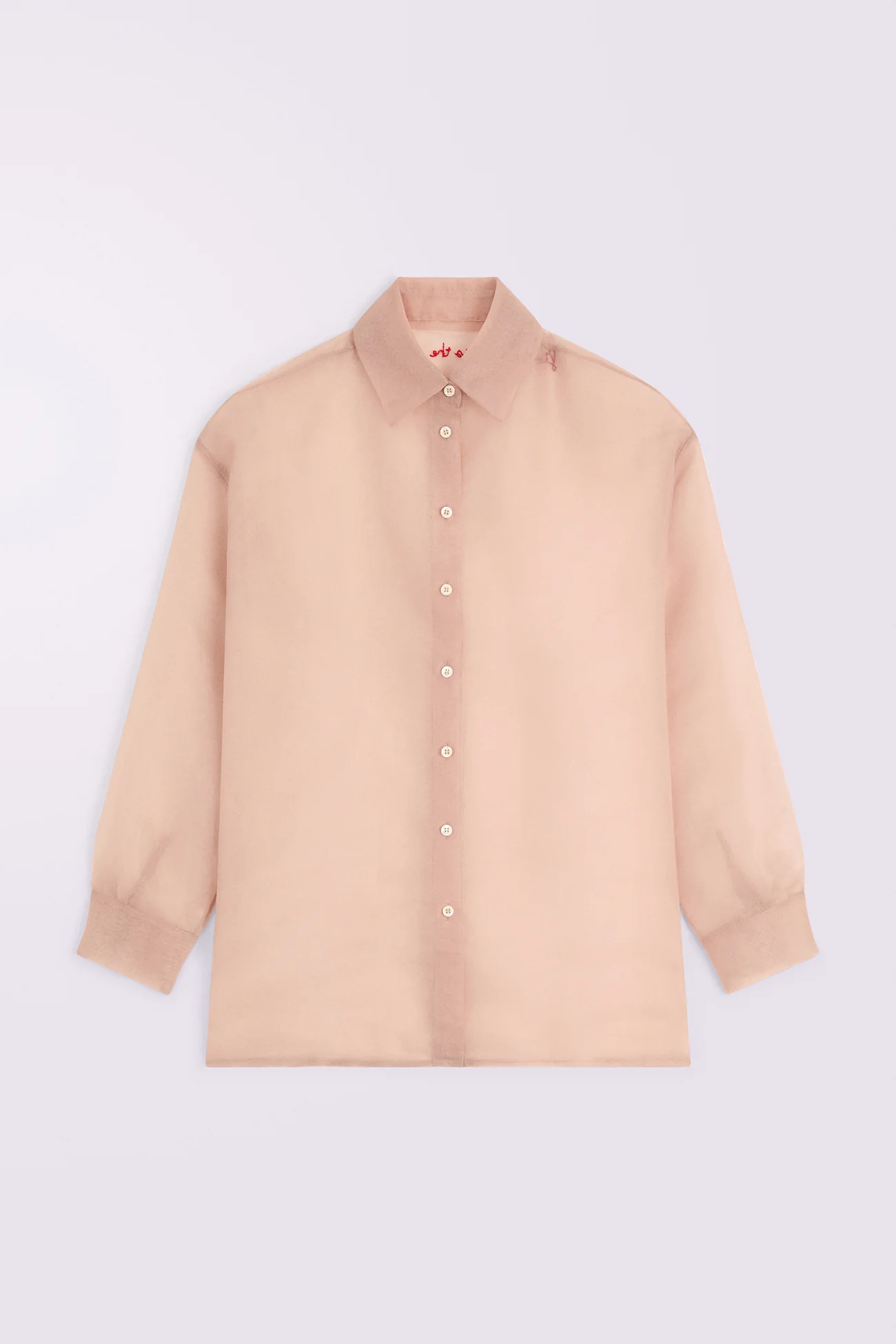 Embroidered Sheer Shirt Nude