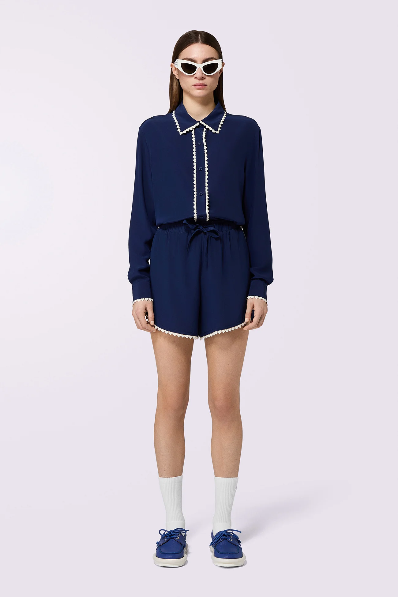 Heart Trim Shirt Navy - Image 2