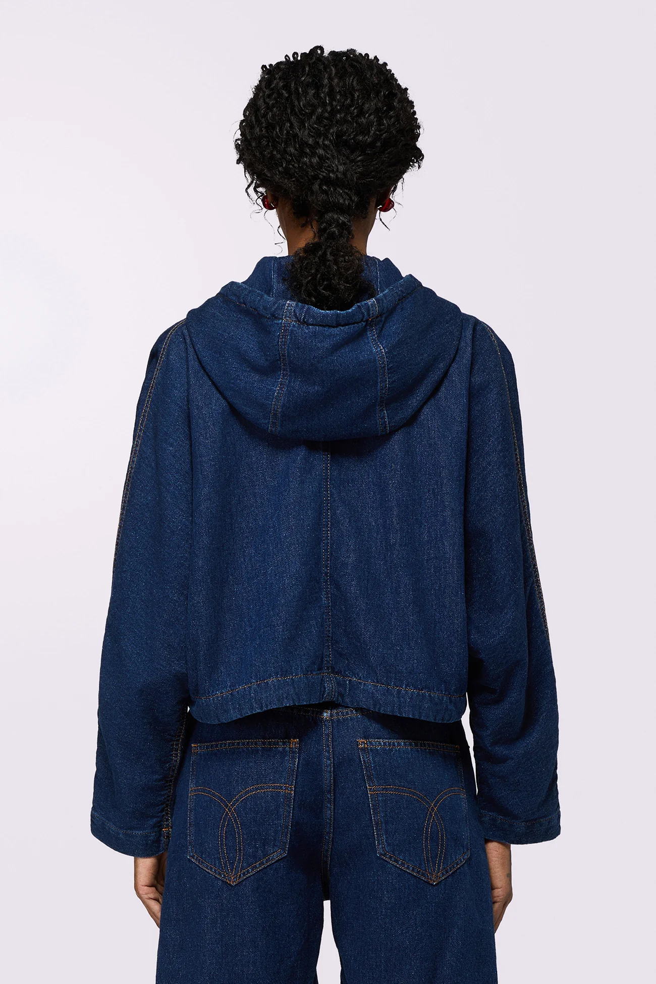 Lollipop Patch Denim Hoodie Deep Blue - Image 3