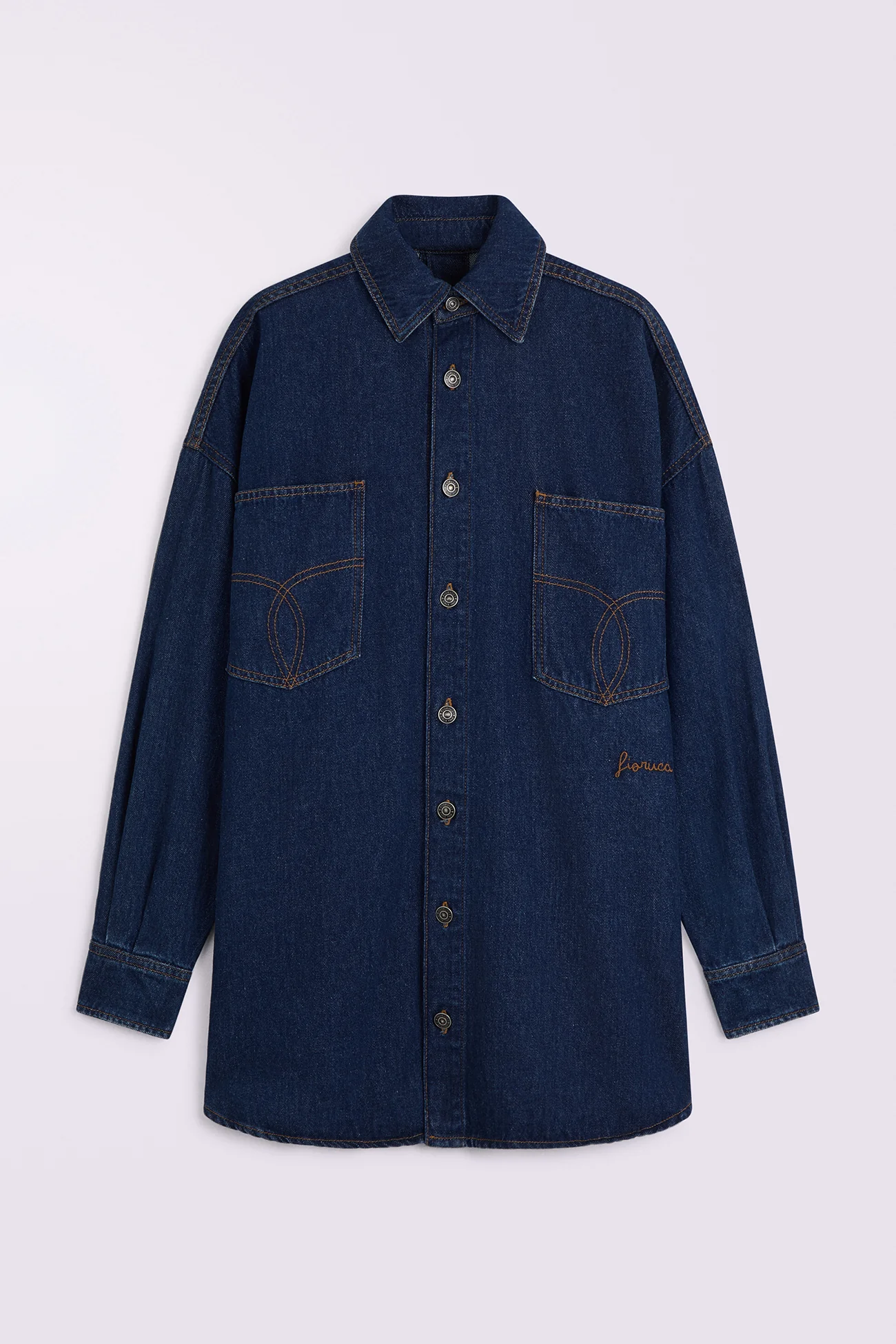 Open Back Denim Shirt Deep Blue