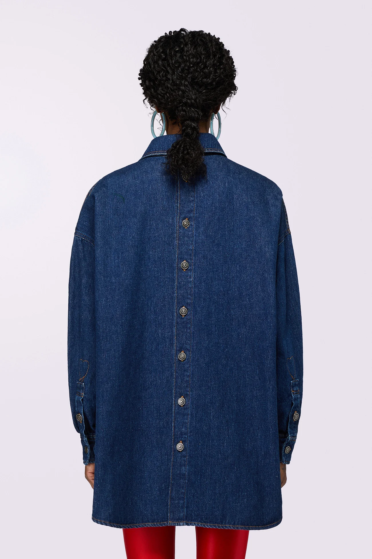 Open Back Denim Shirt Deep Blue - Image 3