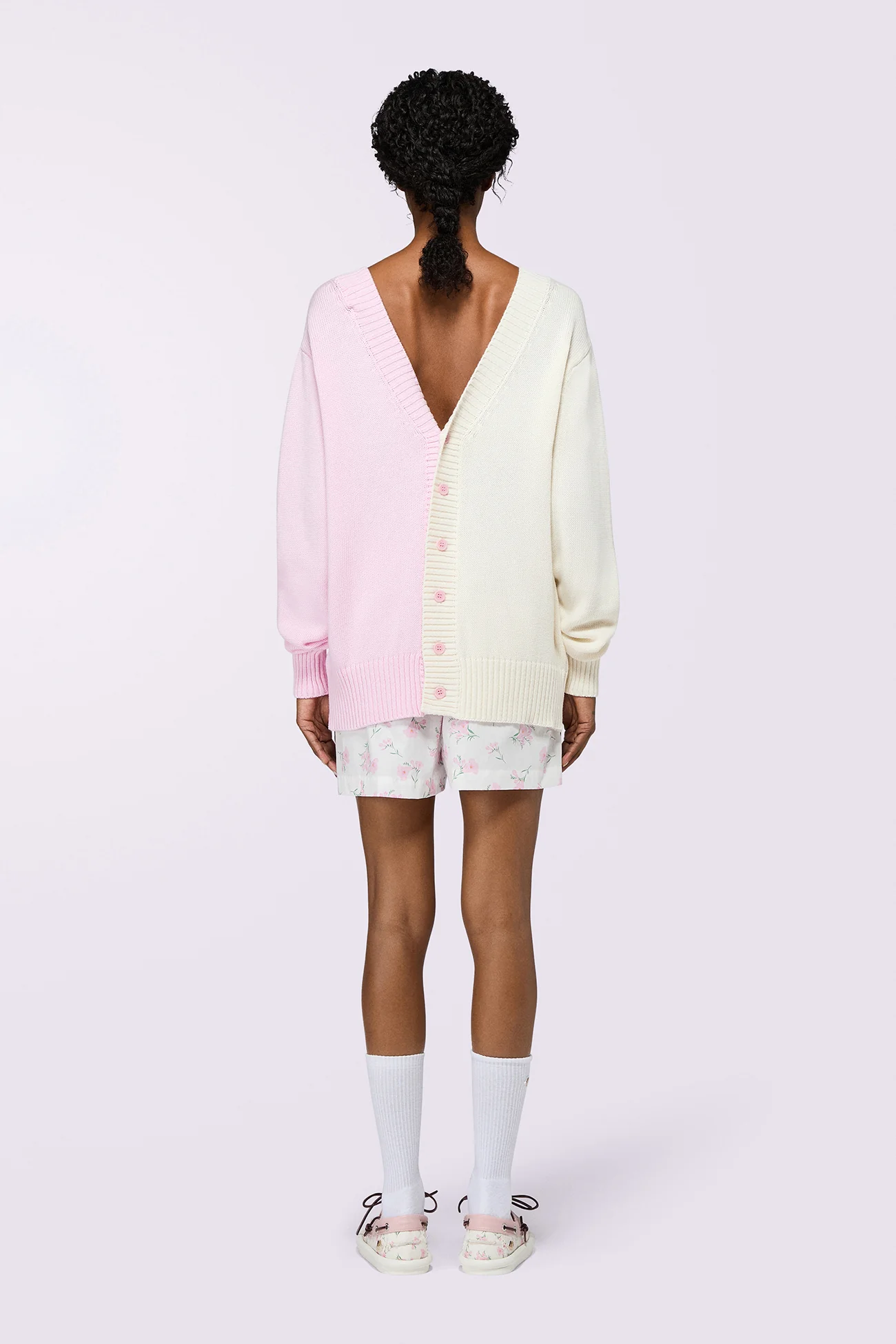 Open Back Knit Cardigan Pink - Image 3