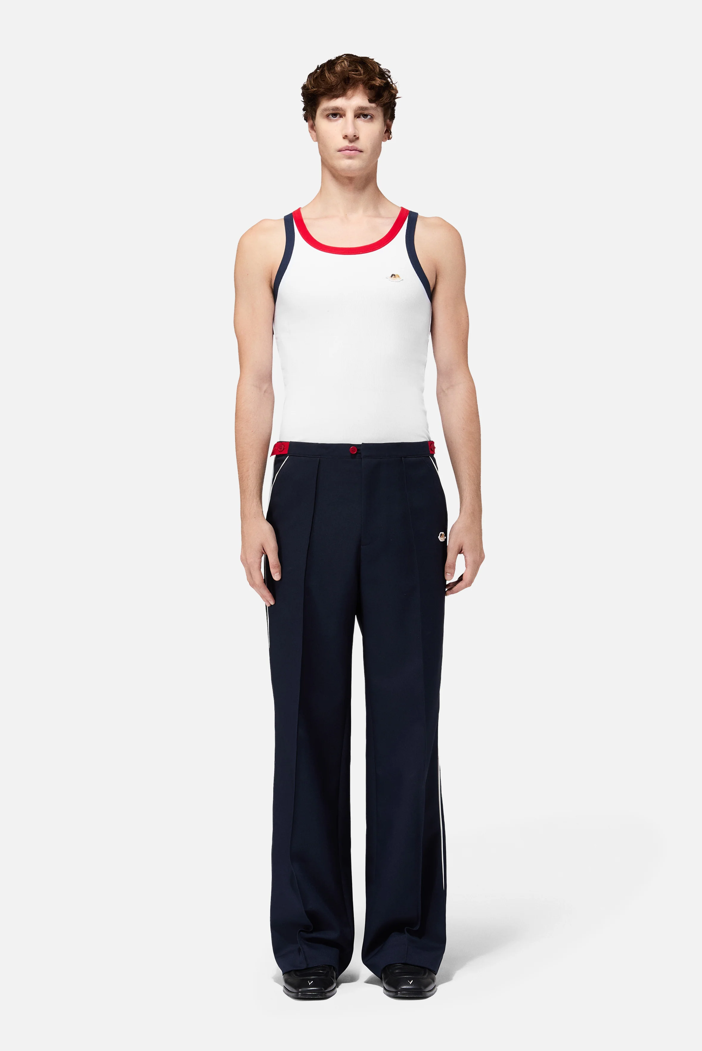 Angels Patch Contrast Piping Trousers Navy - Image 3