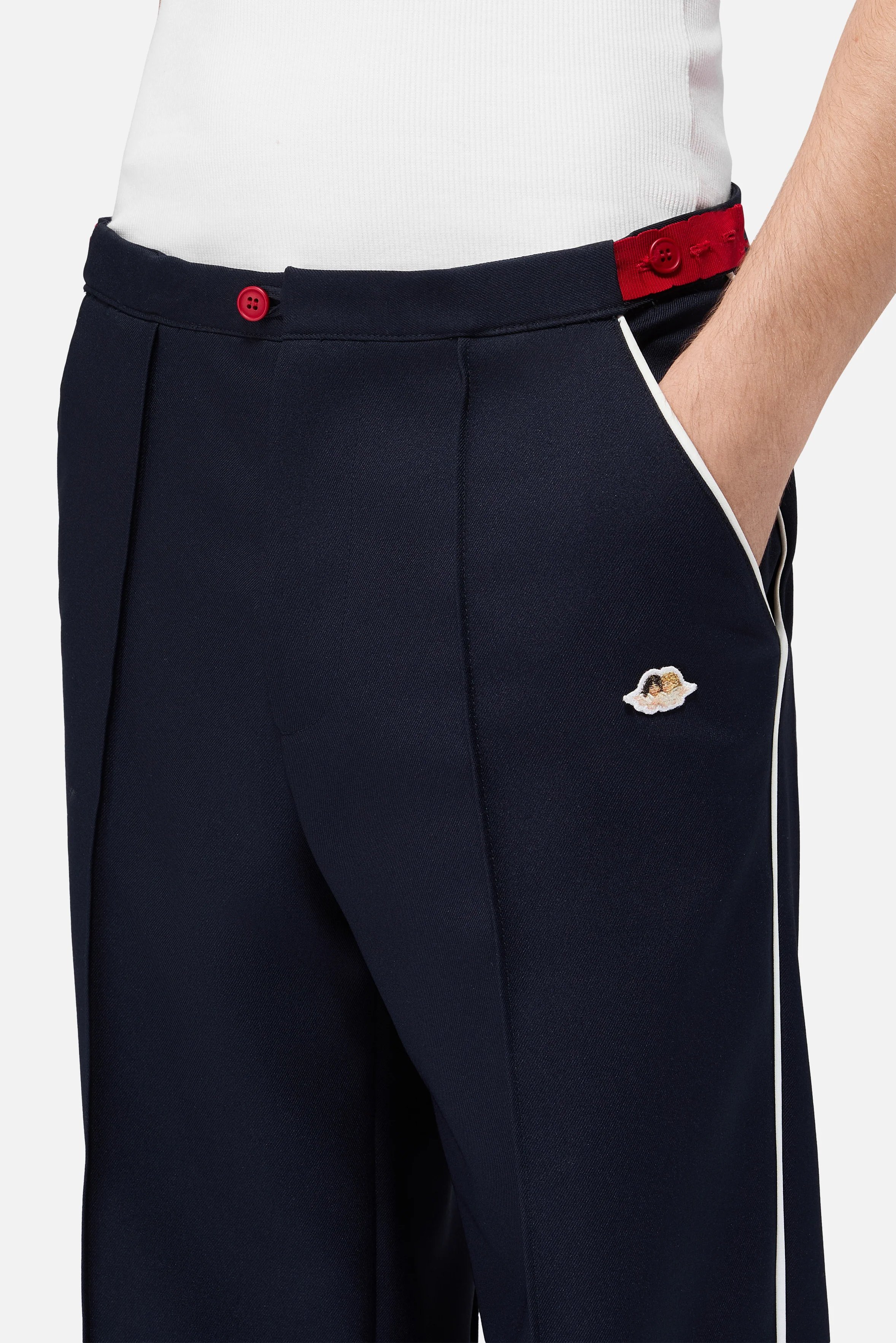 Angels Patch Contrast Piping Trousers Navy - Image 5