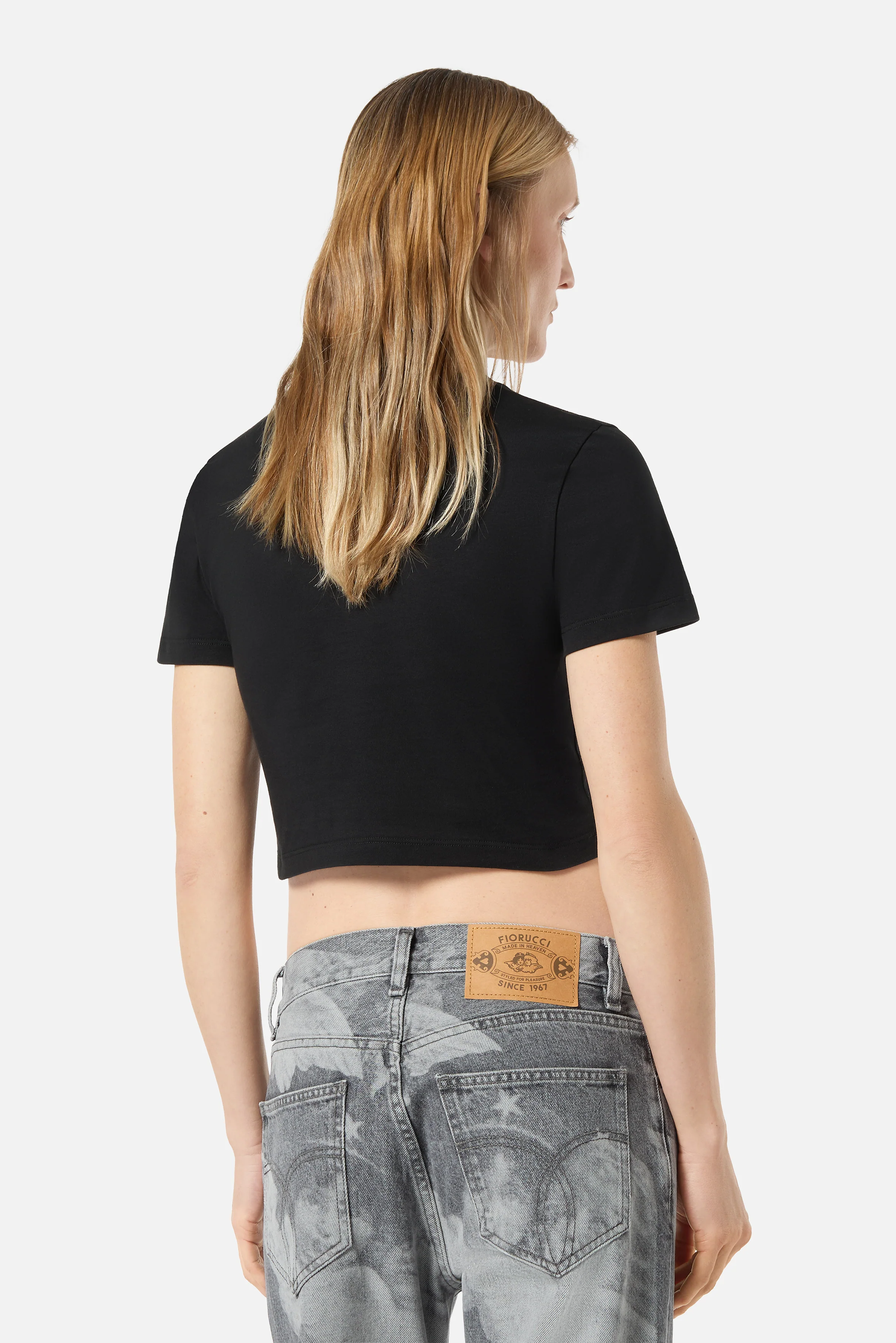 Angels Patch Cropped T-Shirt Black - Image 4