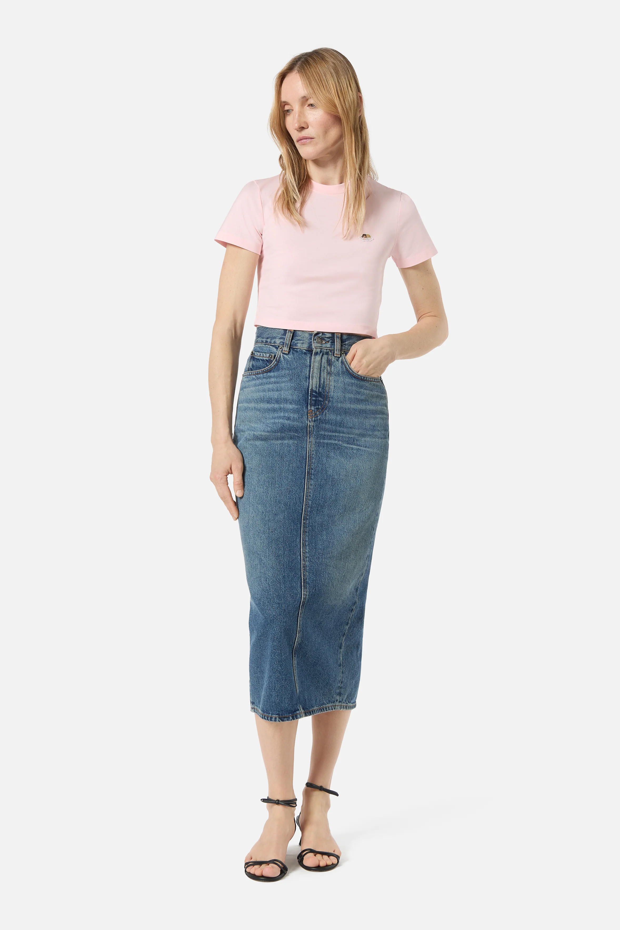 Angels Patch Cropped T-Shirt Pink - Image 3