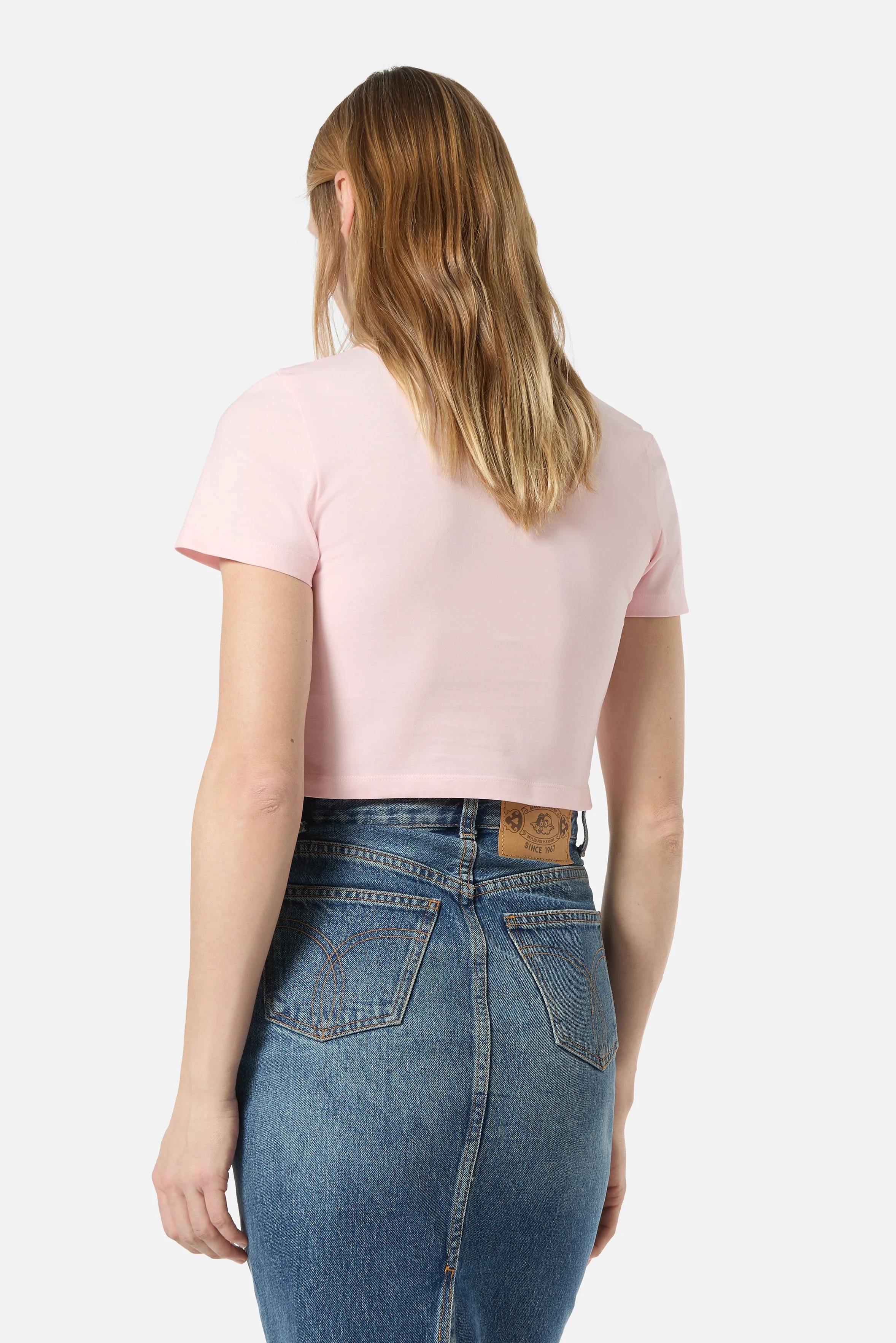Angels Patch Cropped T-Shirt Pink - Image 5