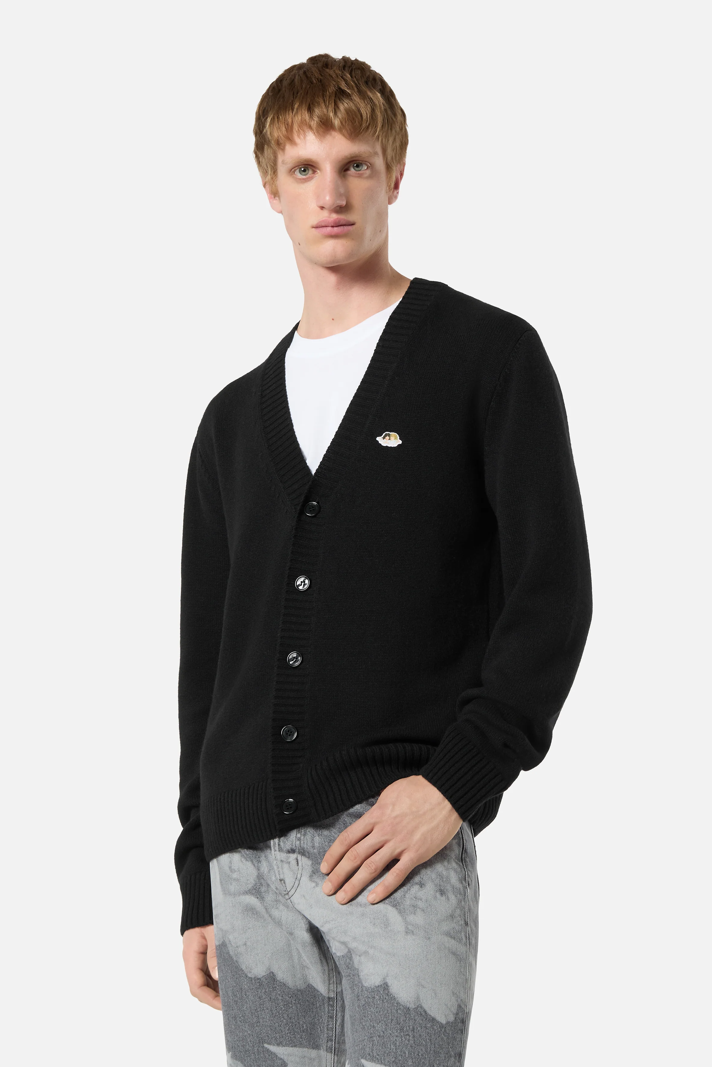 Angels Patch Knit Cardigan Black - Image 3