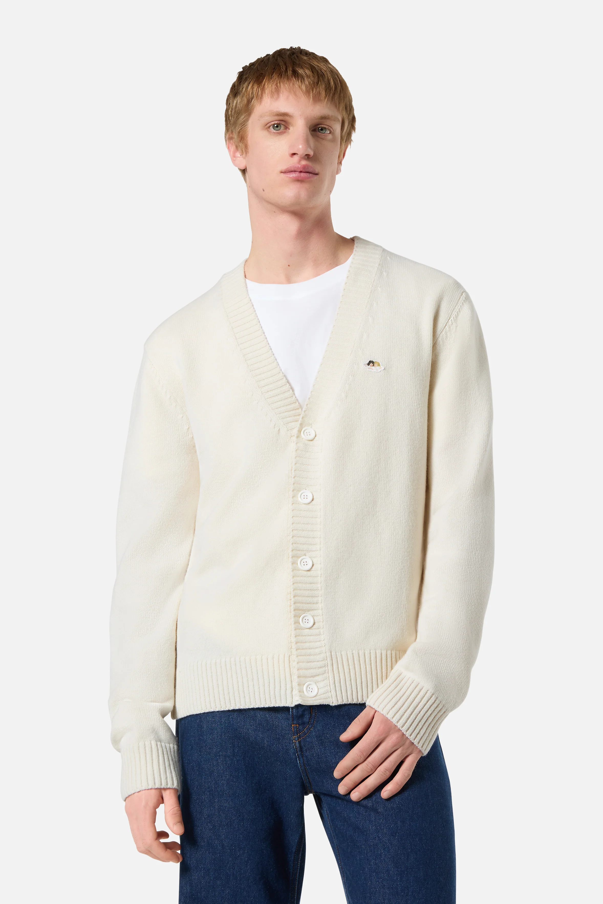 Angels Patch Knit Cardigan Cream - Image 4