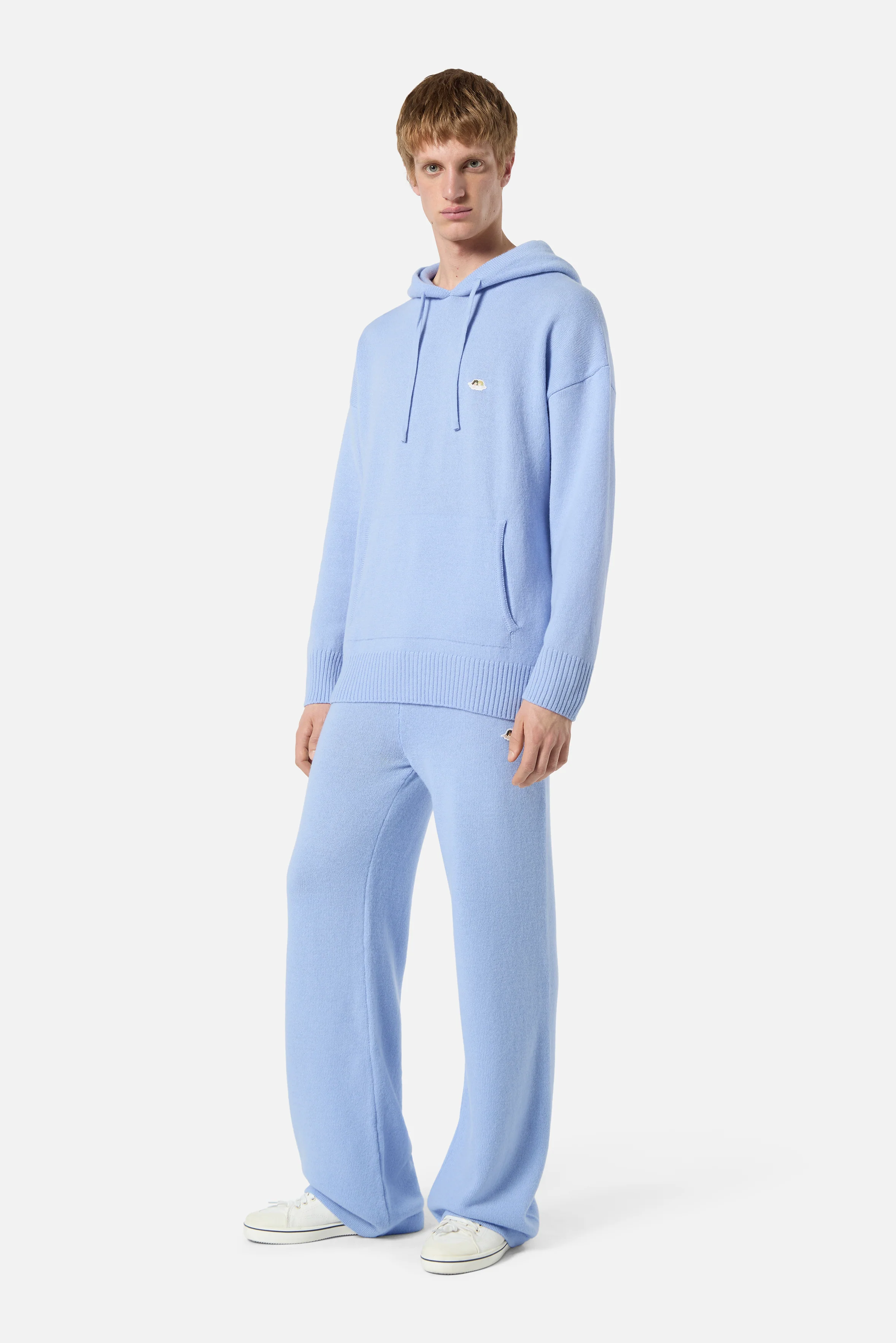 Angels Patch Knit Hoodie Light Blue - Image 3