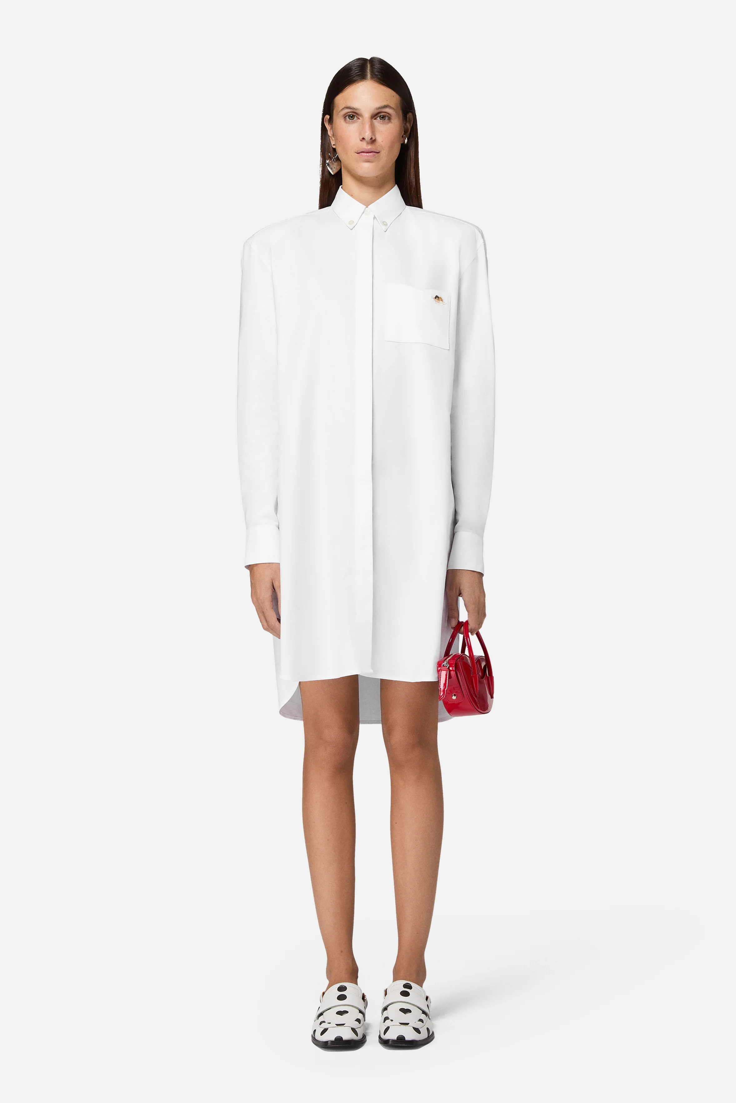 Angels Patch Midi Shirt Dress White - Image 3