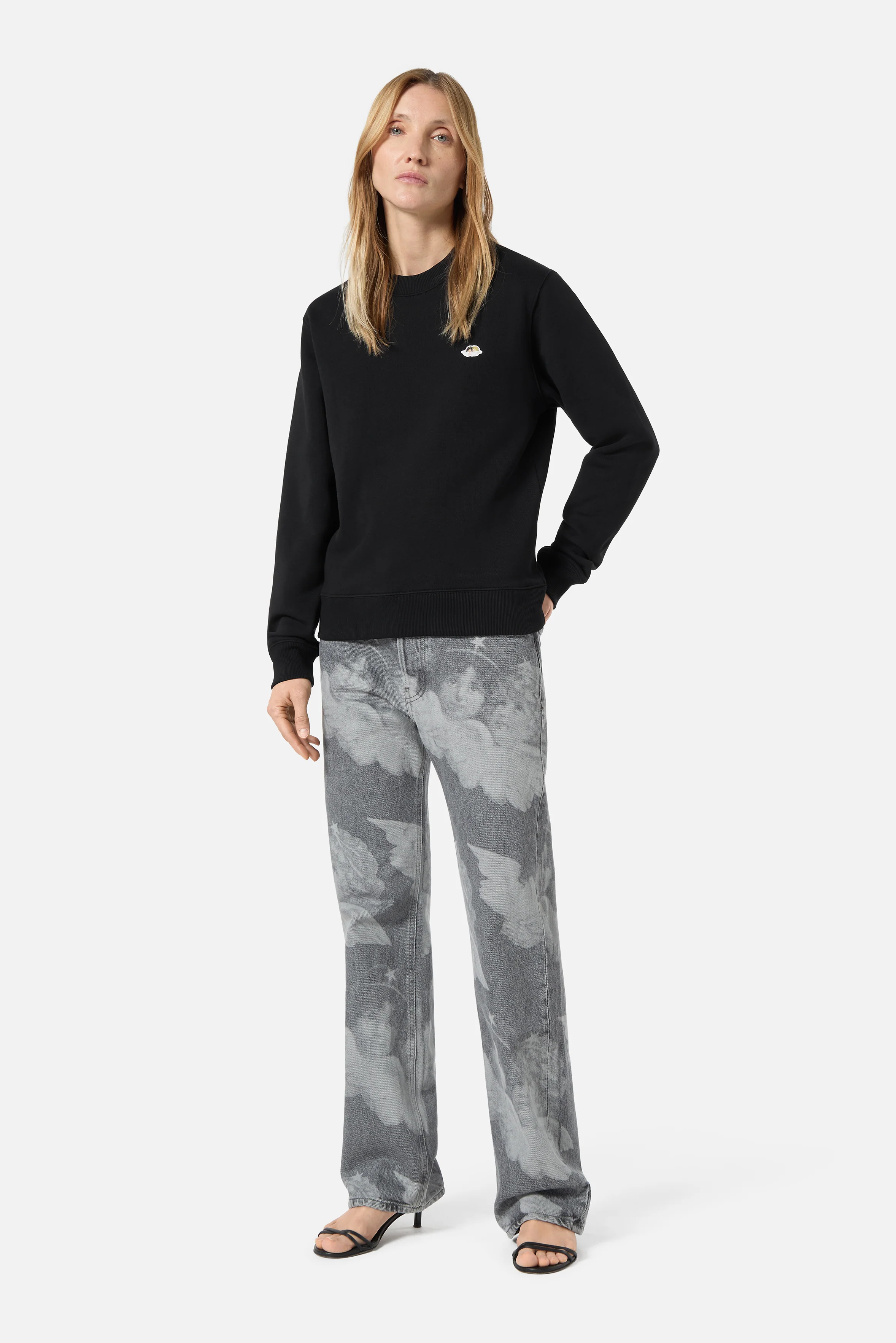 Angels Patch Regular Sweatshirt Black - Image 3