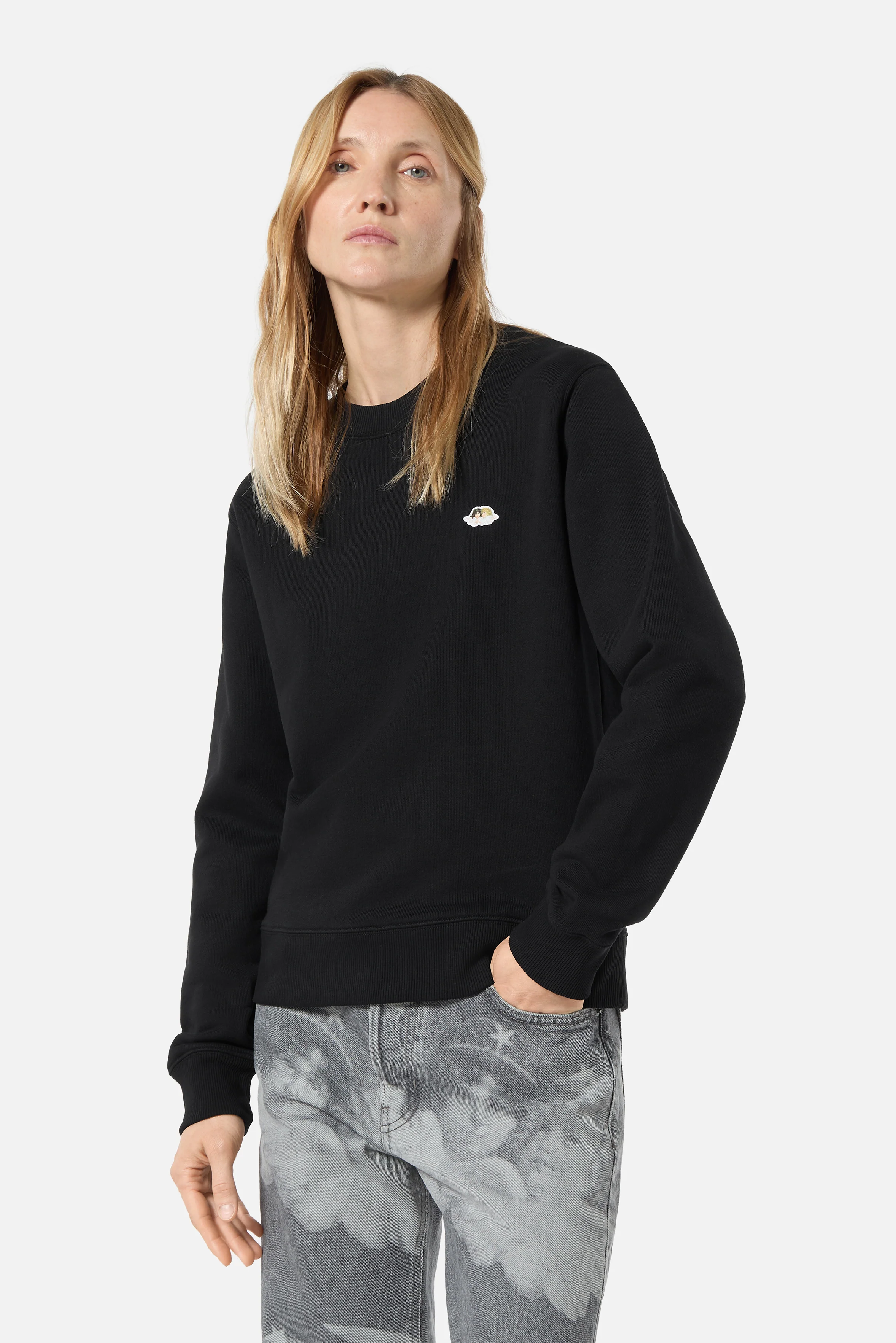 Angels Patch Regular Sweatshirt Black - Image 4