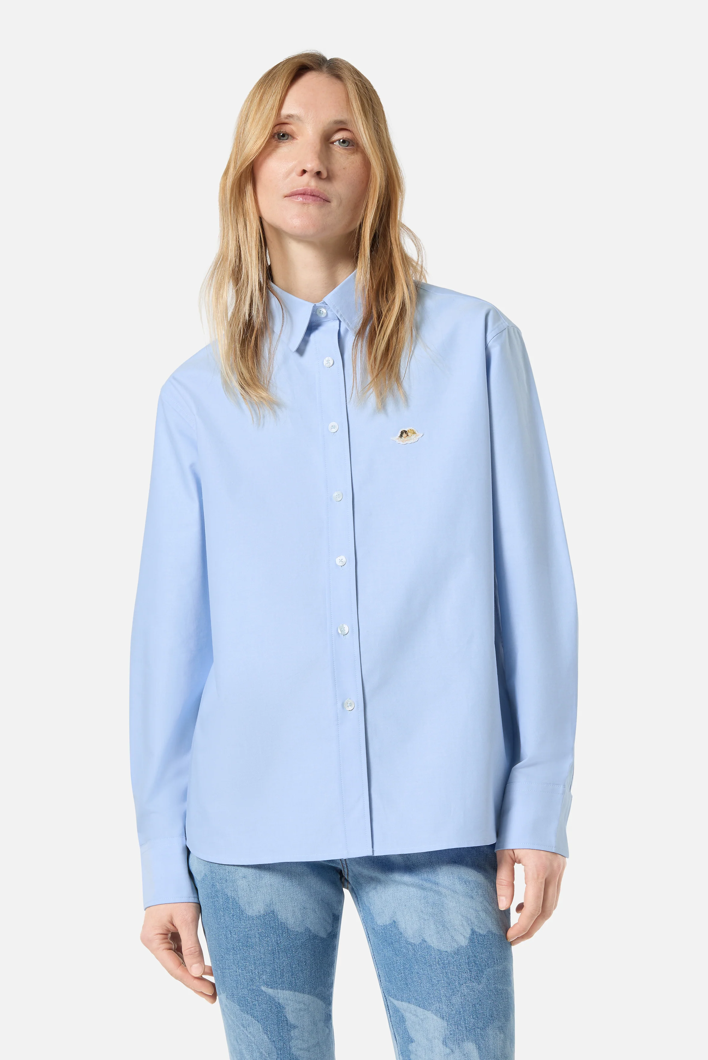 Angels Patch Relaxed Shirt Light Blue - Image 4