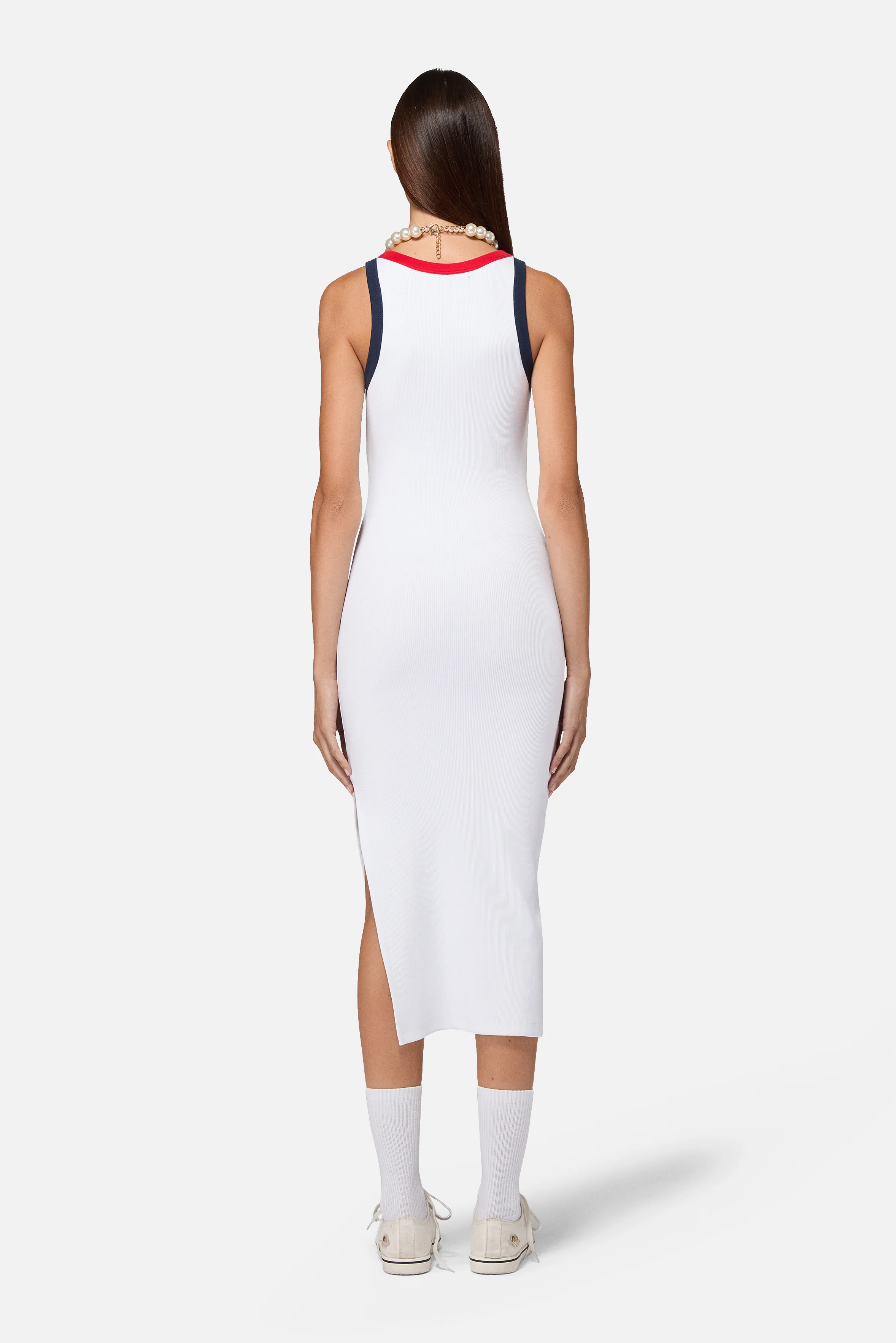 Contrast Trims Angels Patch Midi Dress White - Image 3