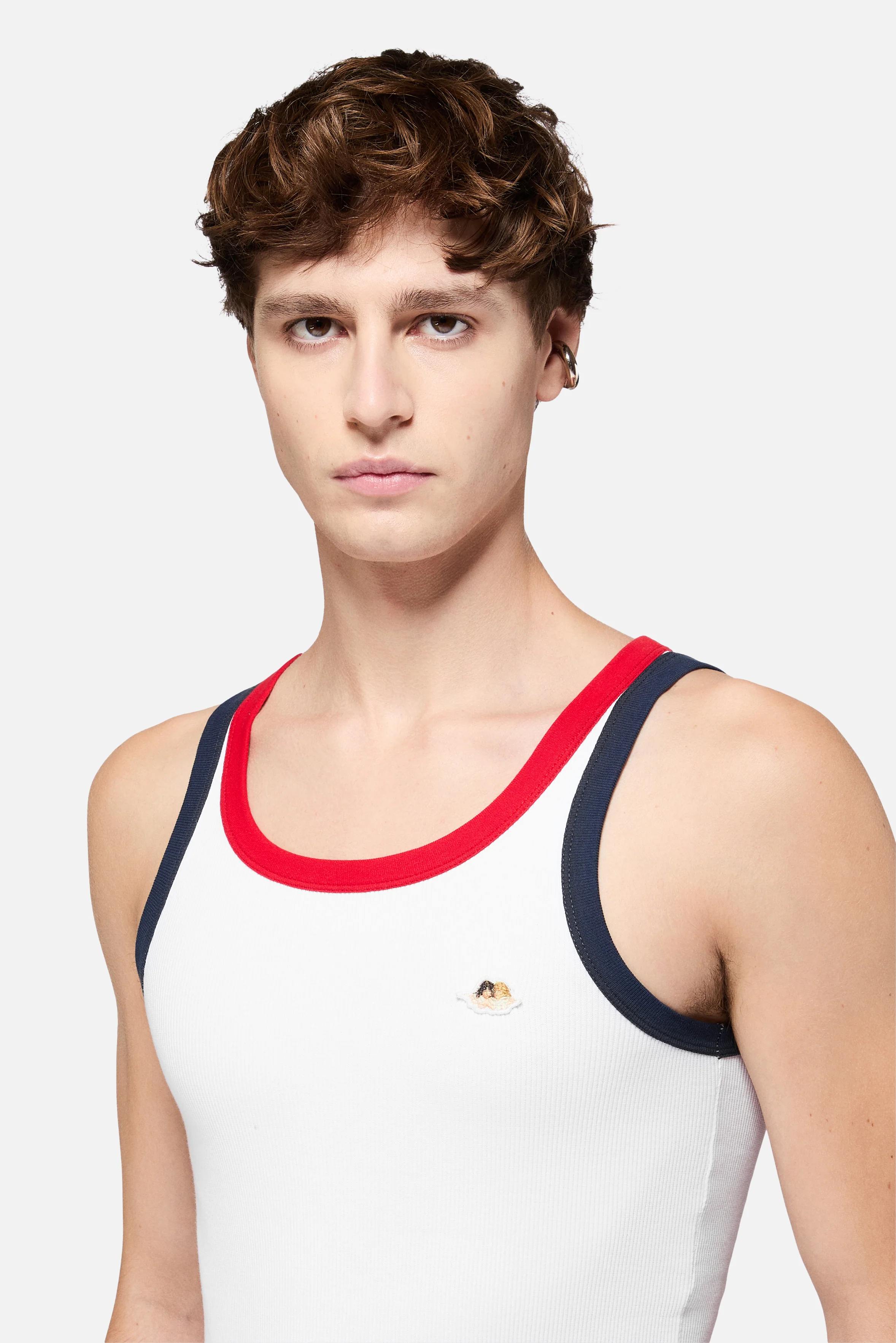 Contrast Trims Angels Patch Tank Top White - Image 5