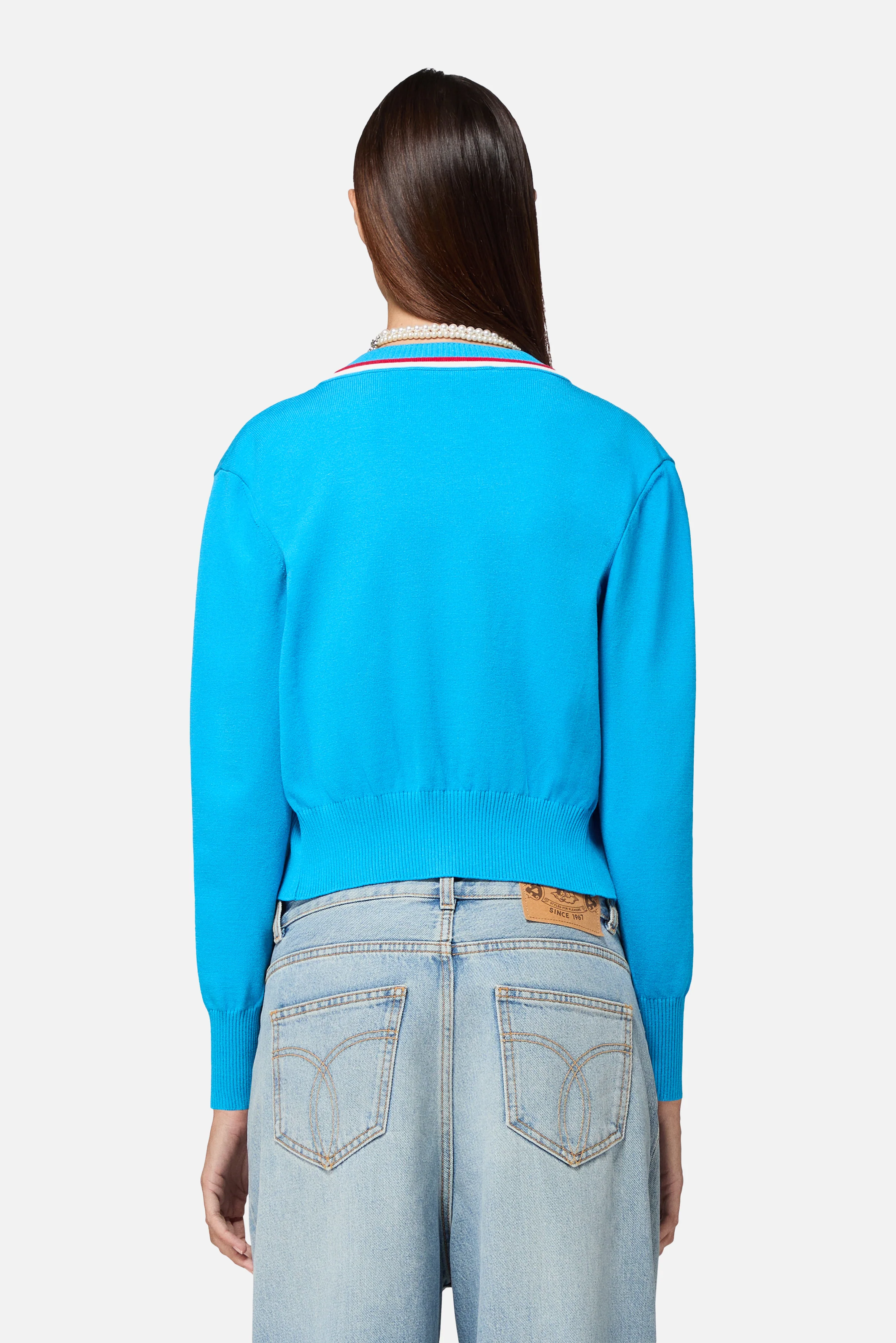 Contrast Trims Cardigan Light Blue - Image 3