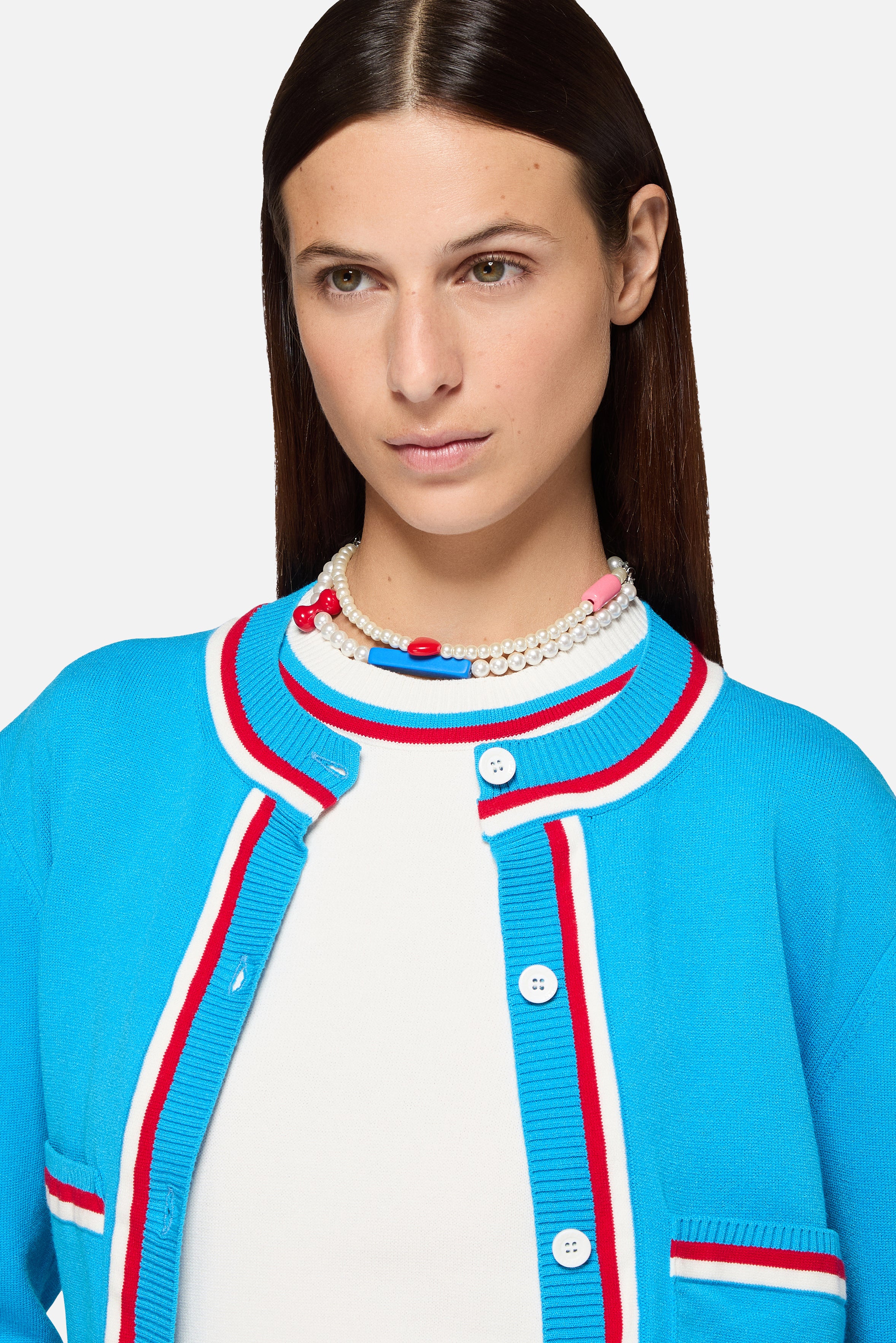 Contrast Trims Cardigan Light Blue - Image 4