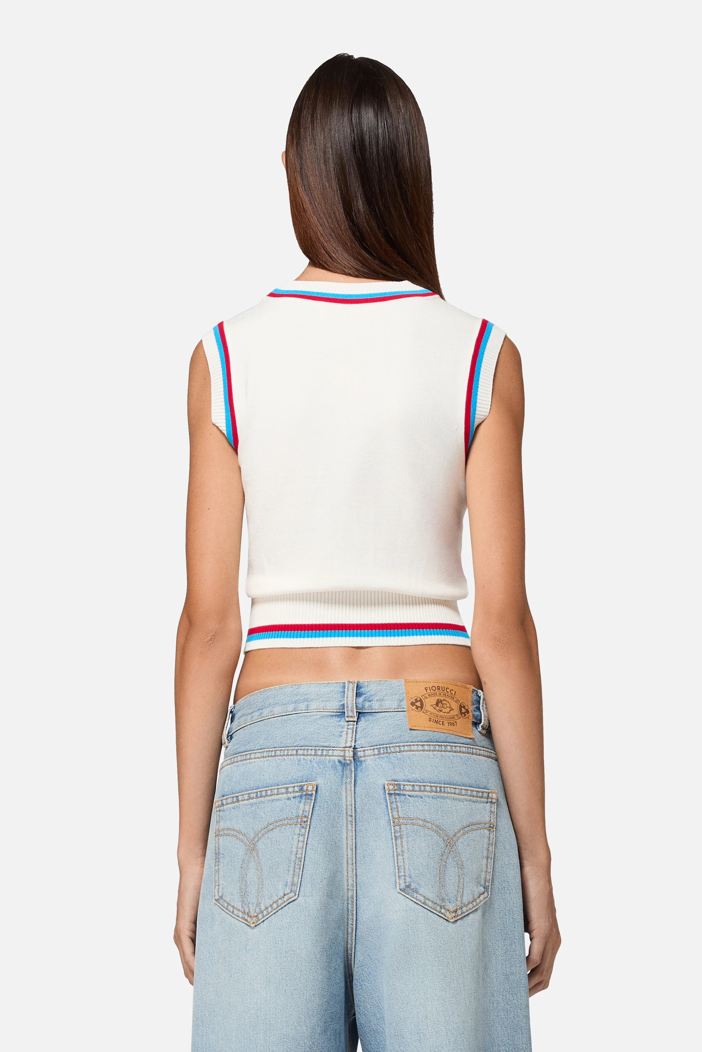 Contrast Trims Knit Tank Top White - Image 3