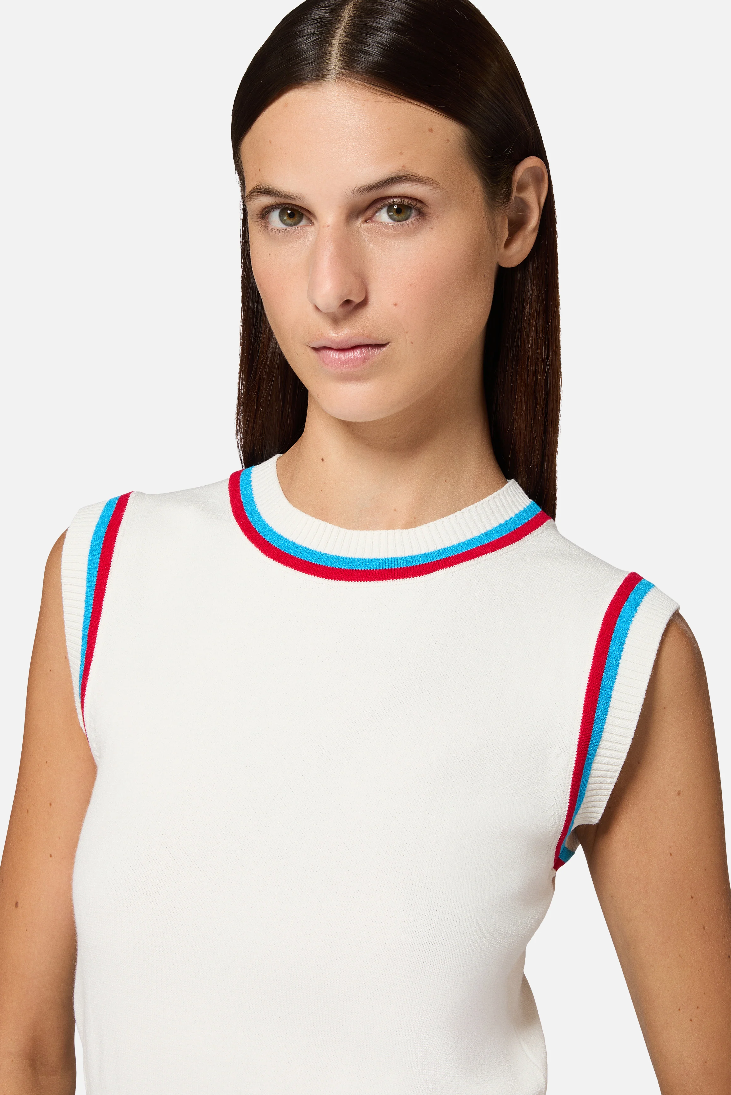 Contrast Trims Knit Tank Top White - Image 4
