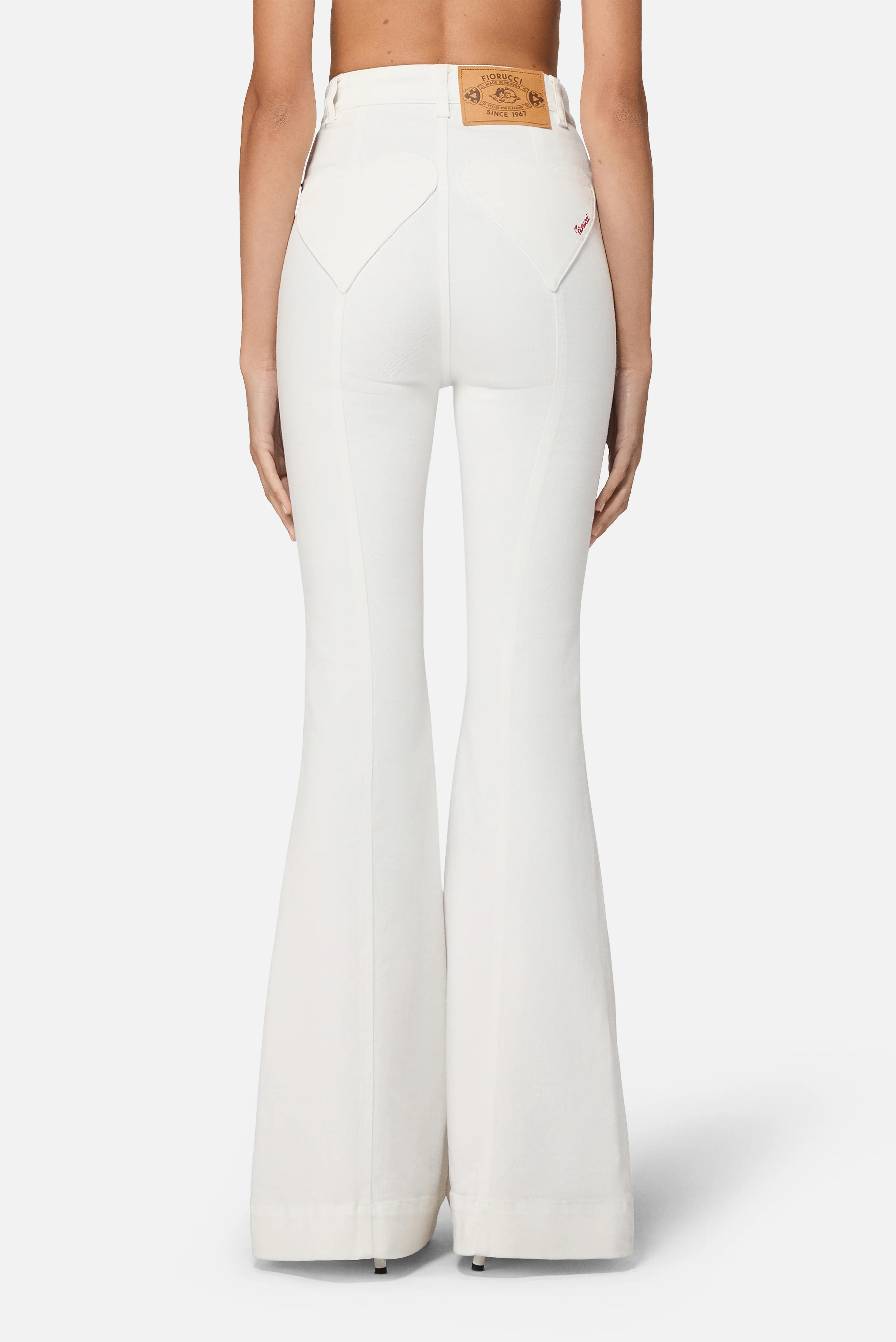 Double Heart Skinny Flared Jeans White - Image 4