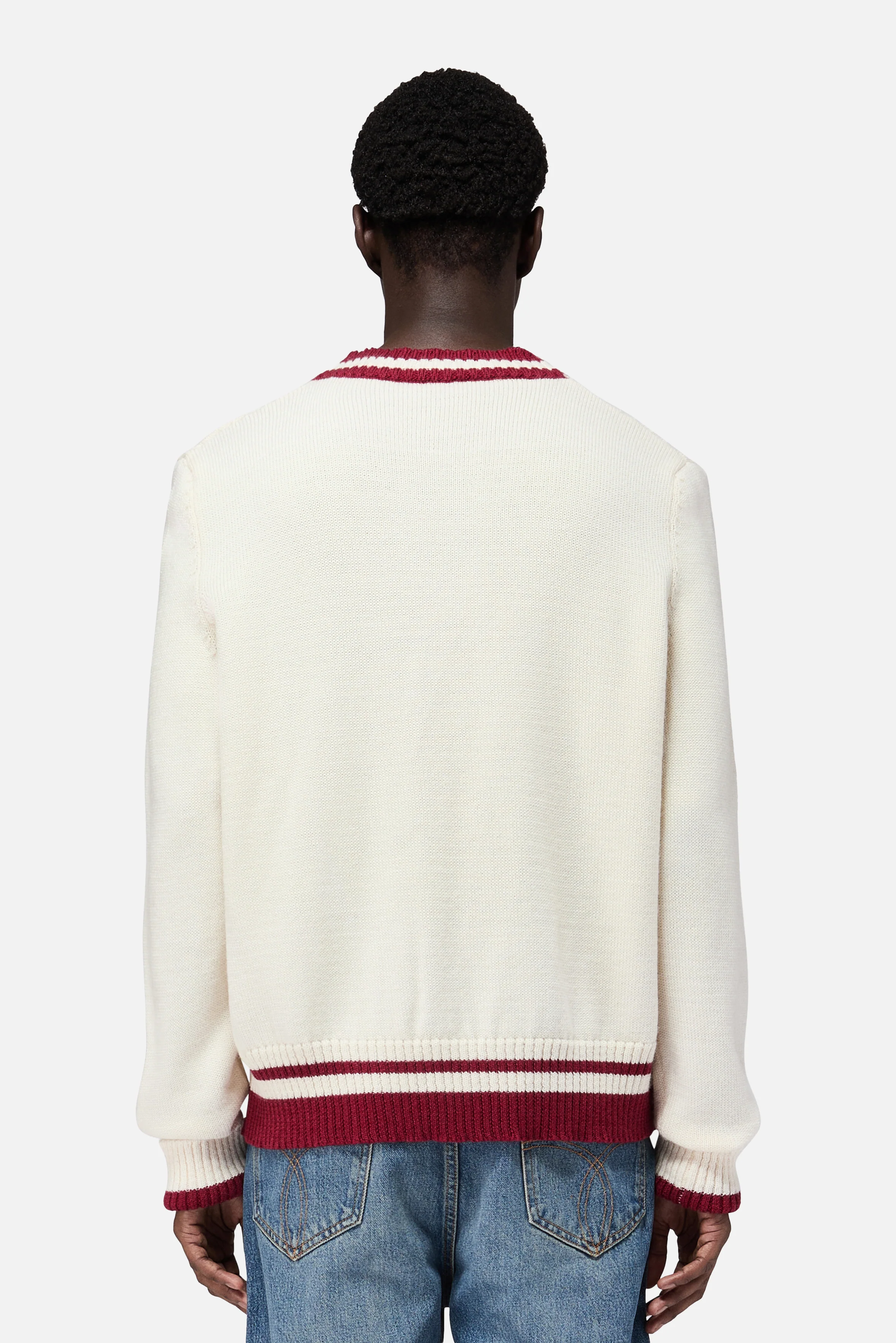 Double Heart Wool Cardigan Cream - Image 4