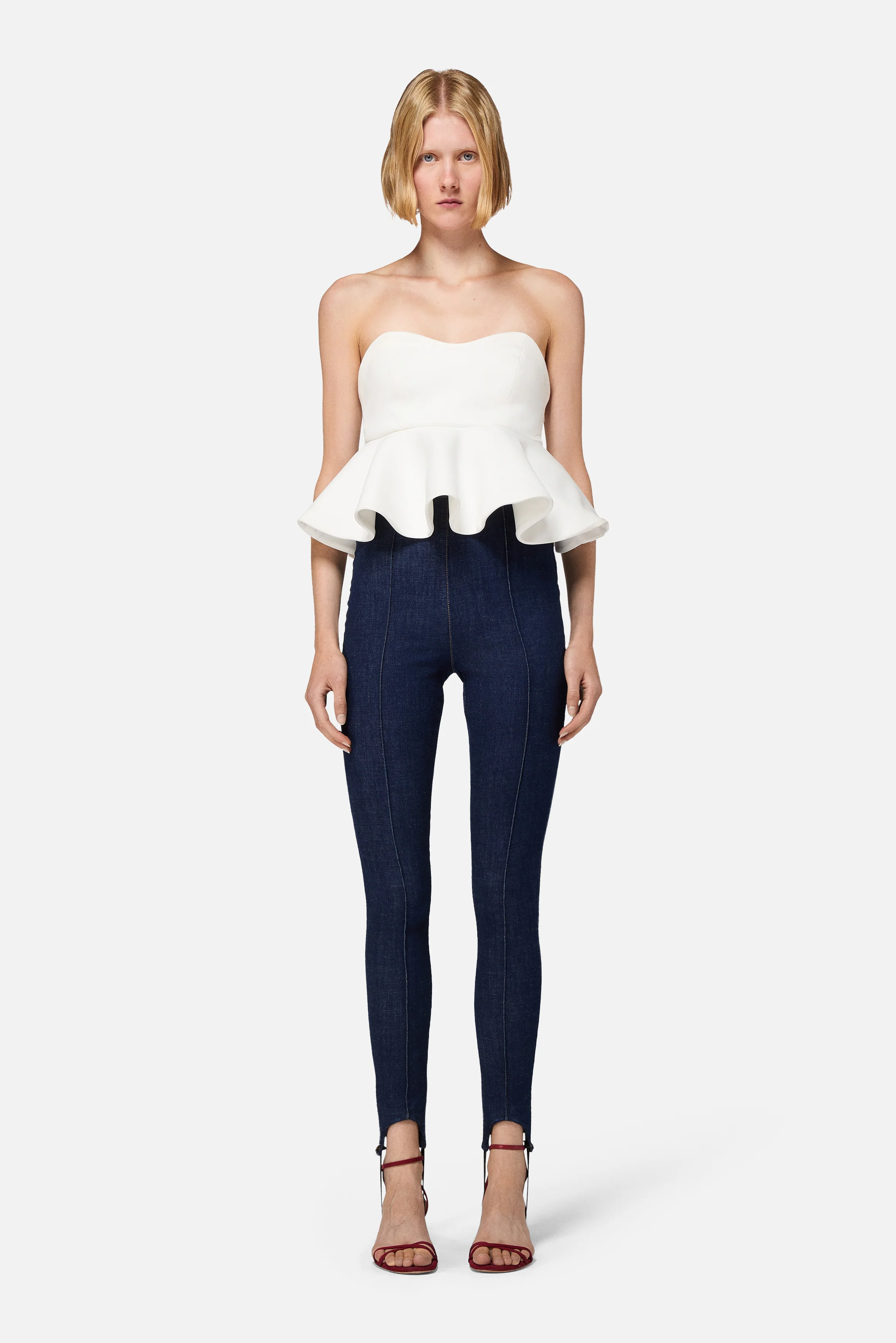 Double Star Patch Denim Leggings Navy - Image 3