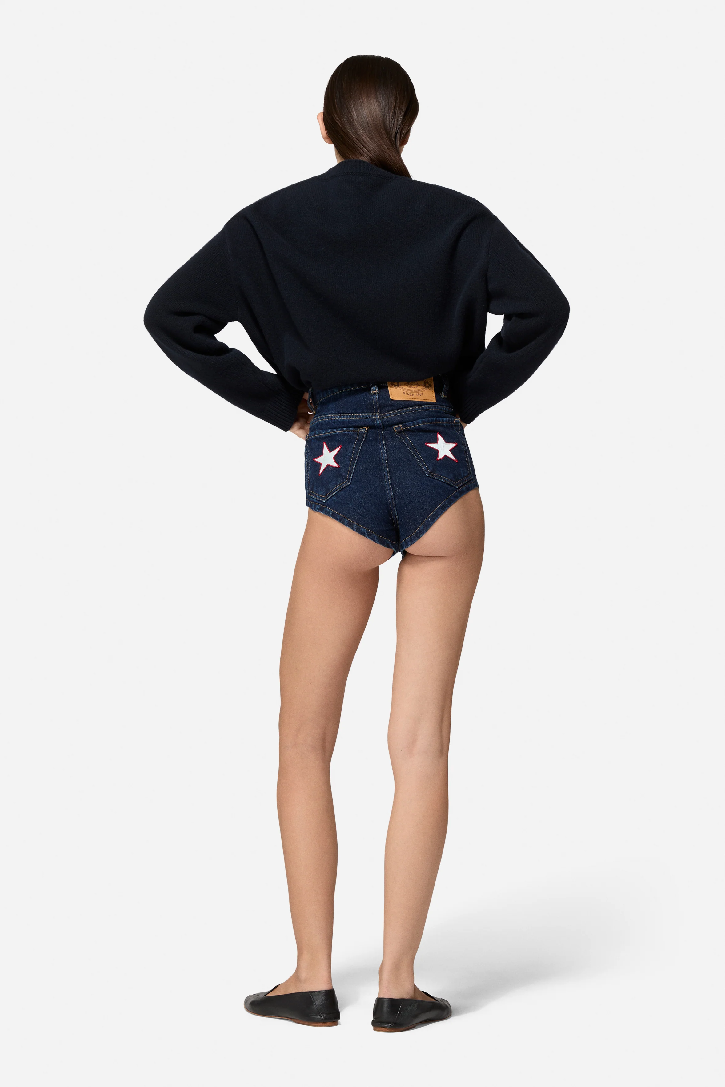 Double Star Patch Denim Pants Navy - Image 4
