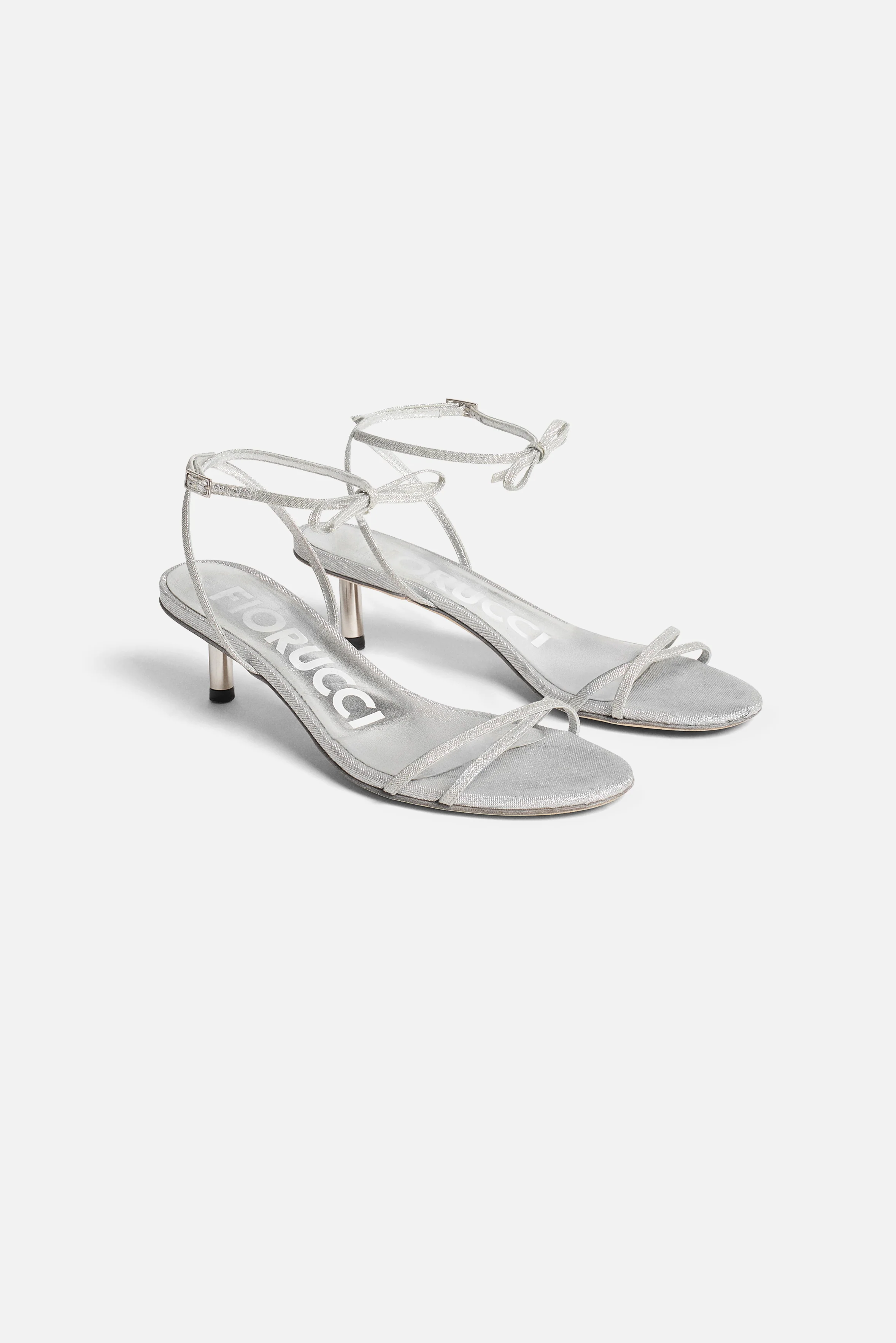 Glitter Leather Kitten Heels Silver - Image 3