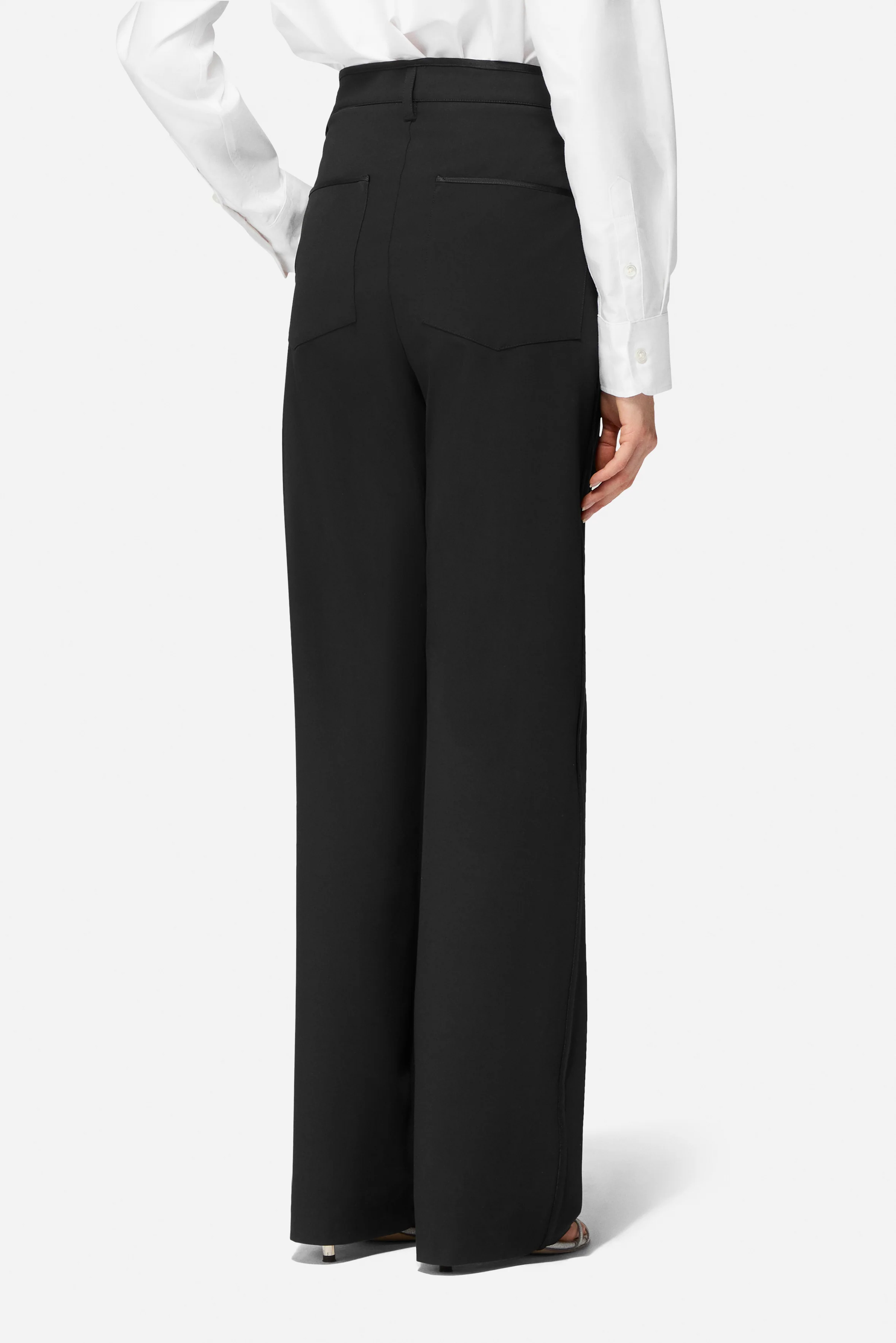 Heart Button Satin Trims Trousers Black - Image 4