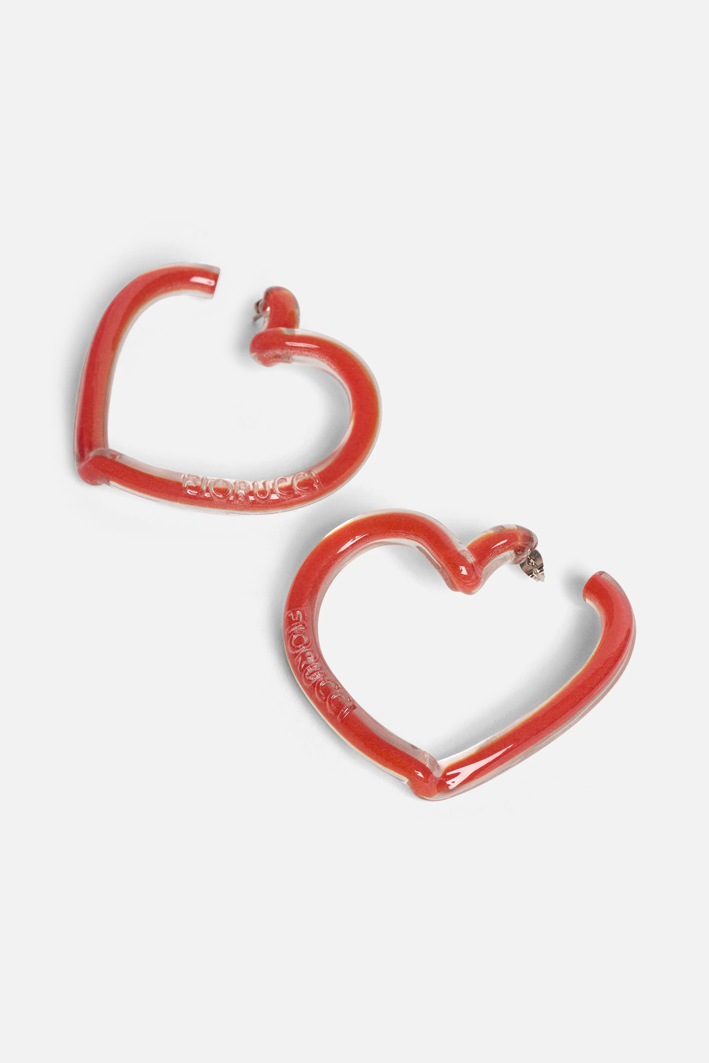 Heart Hoop Earrings Red - Image 3
