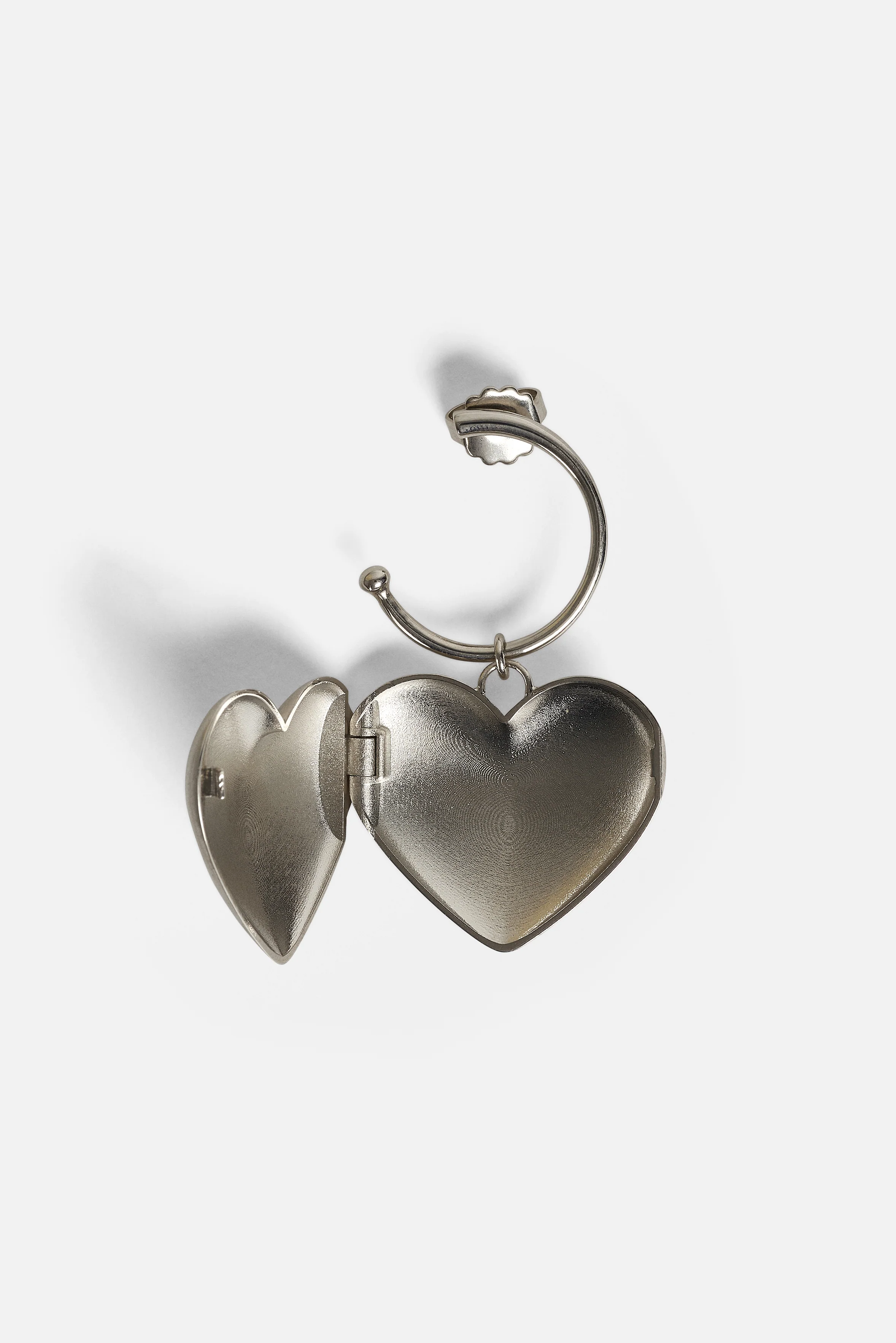 Heart Locket Logo Earrings Silver - Image 4