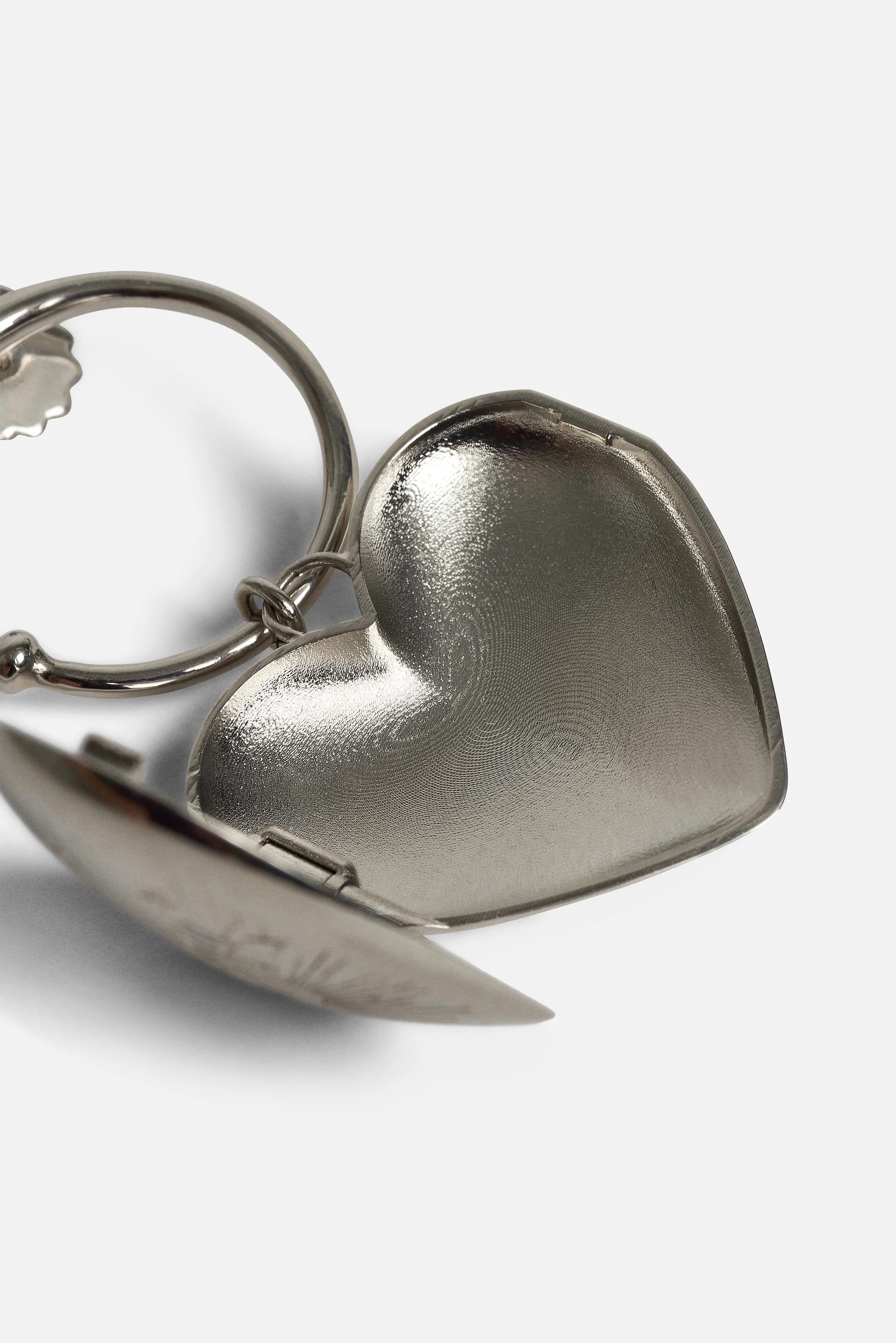 Heart Locket Logo Earrings Silver - Image 5