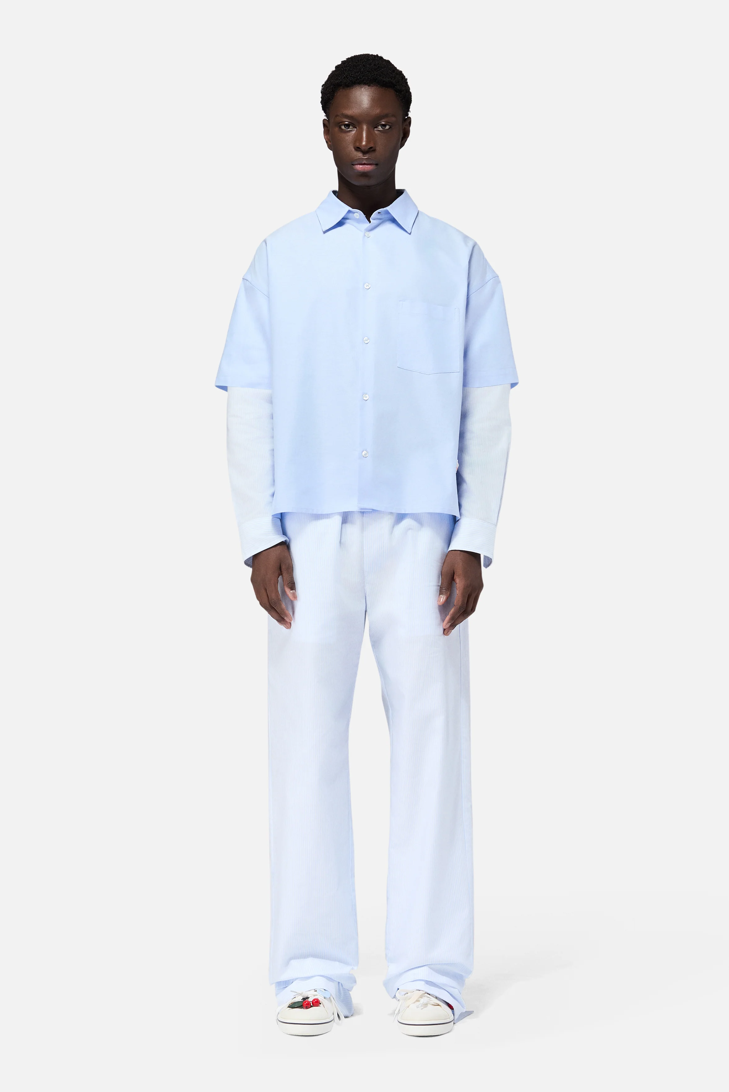 Layered Sleeve Shirt Light Blue - Image 3