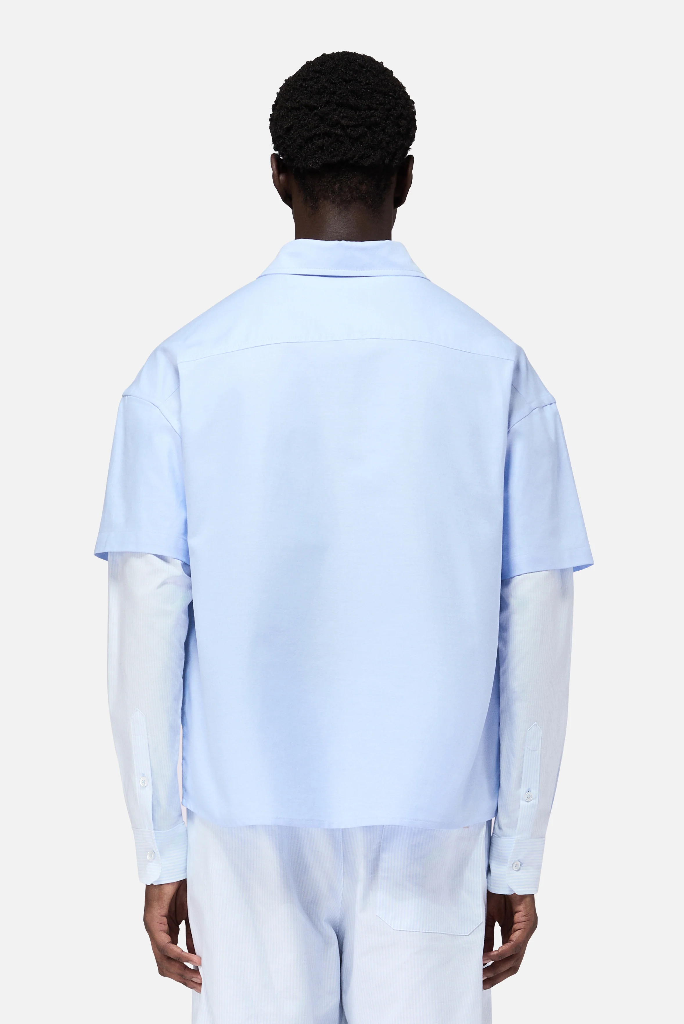 Layered Sleeve Shirt Light Blue - Image 4