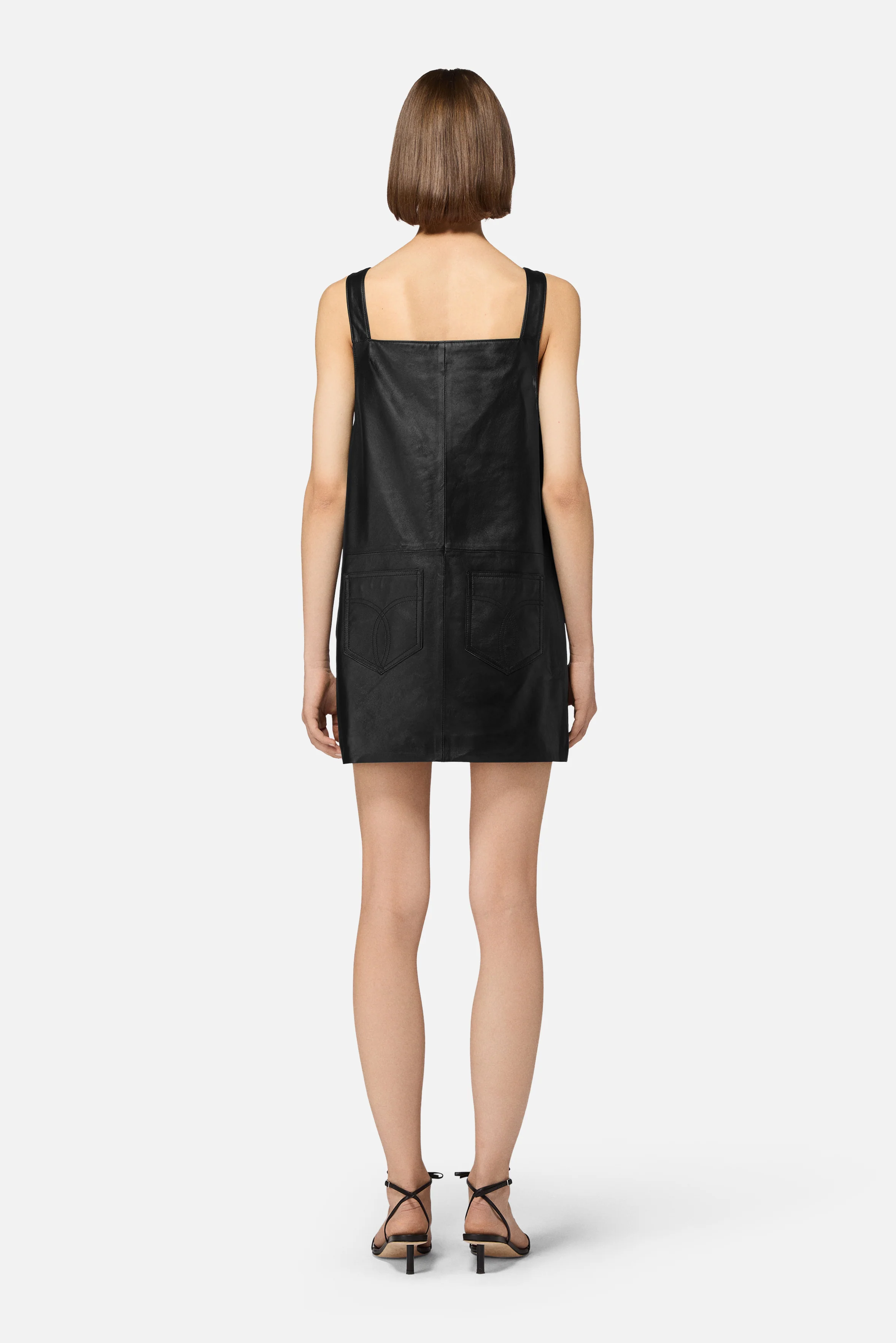 Leather Zippered Mini Dress Black - Image 4