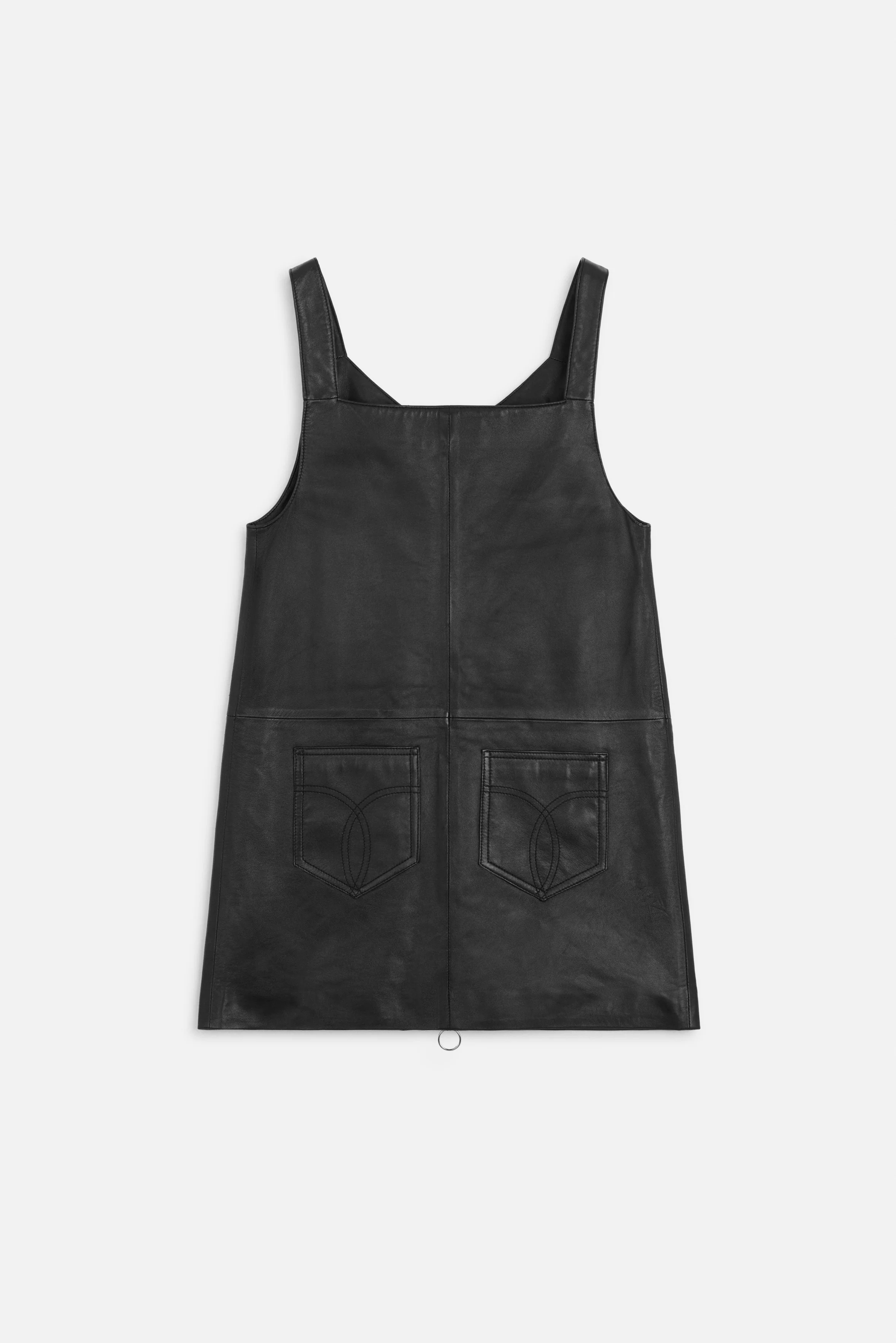 Leather Zippered Mini Dress Black - Image 5
