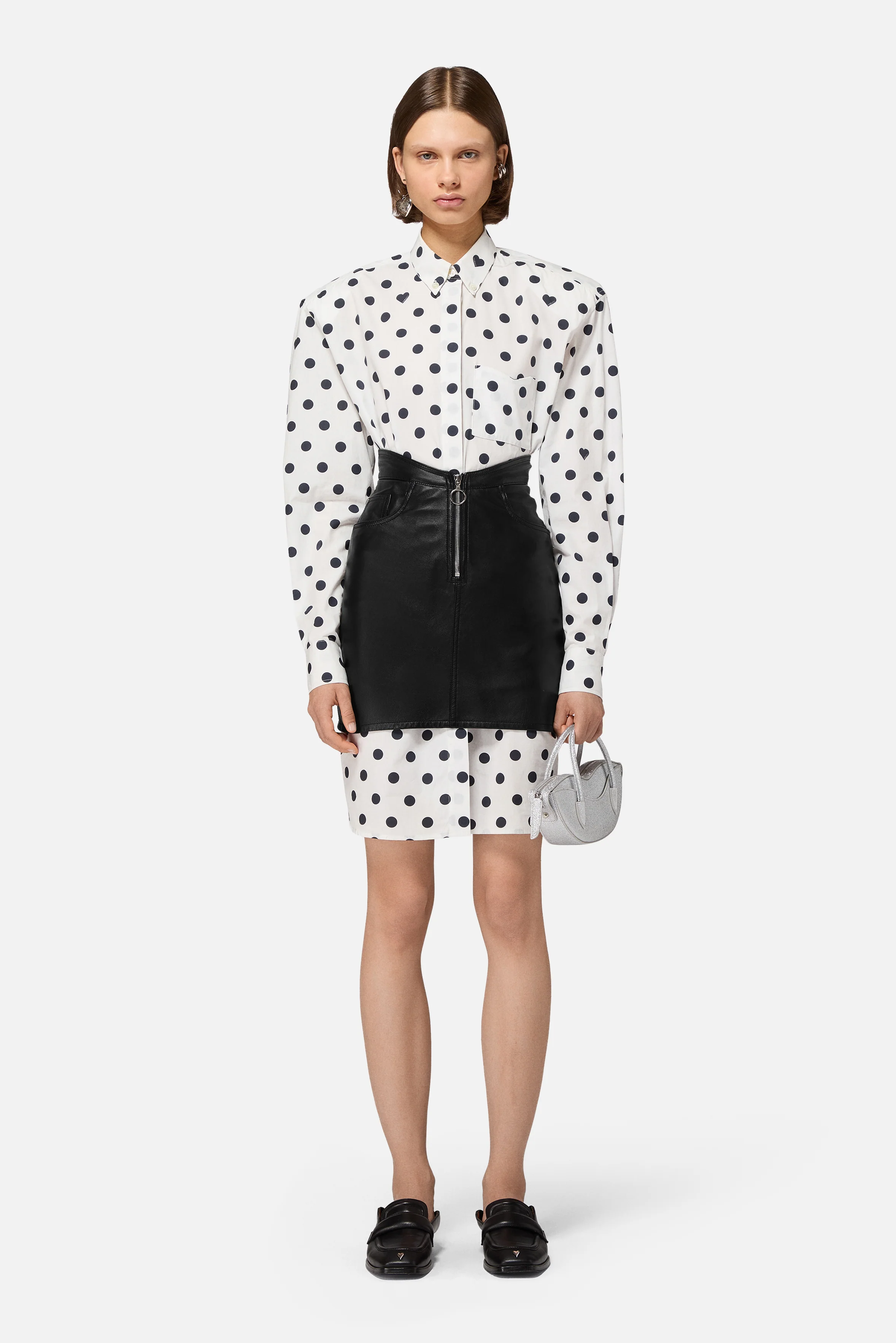 Leather Zippered Mini Skirt Black - Image 3