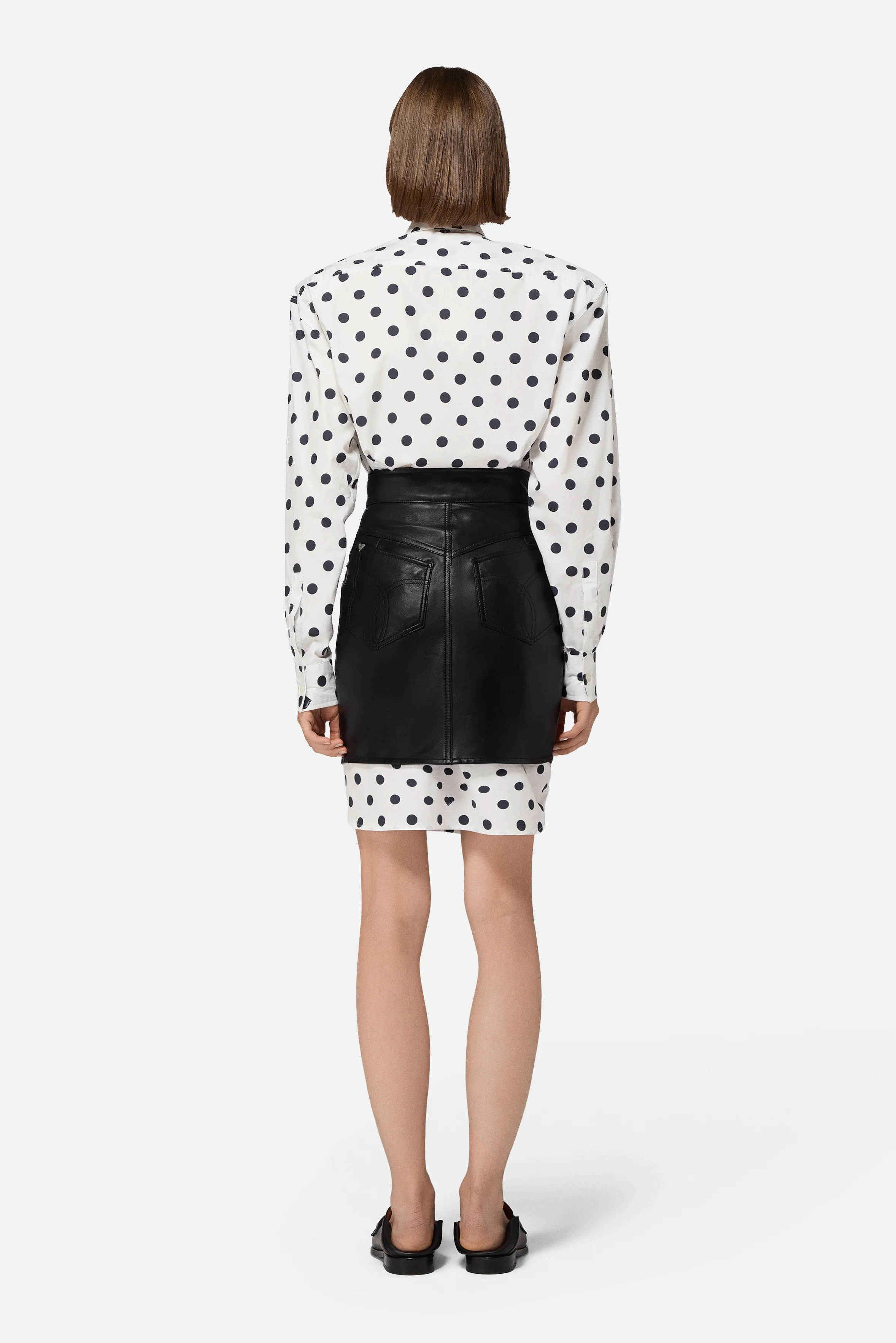 Leather Zippered Mini Skirt Black - Image 4