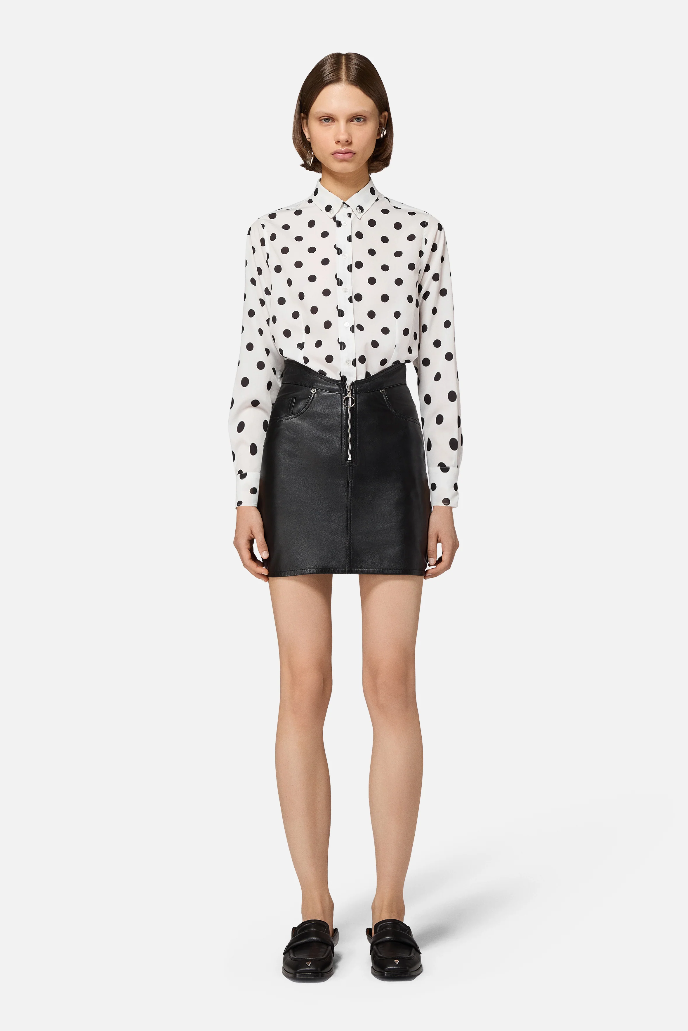 Polka Dot Crepe de Chine Shirt White - Image 3