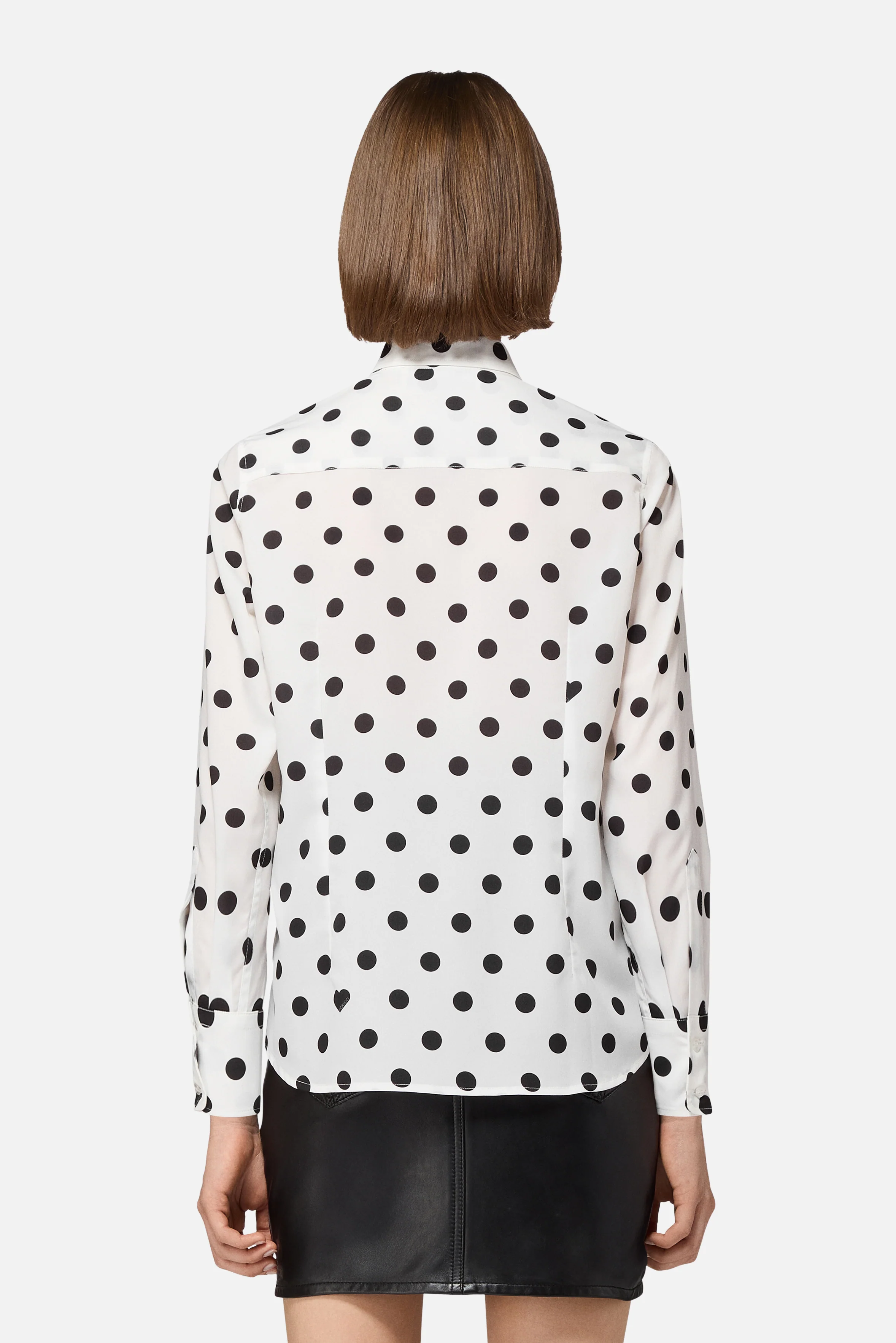 Polka Dot Crepe de Chine Shirt White - Image 4