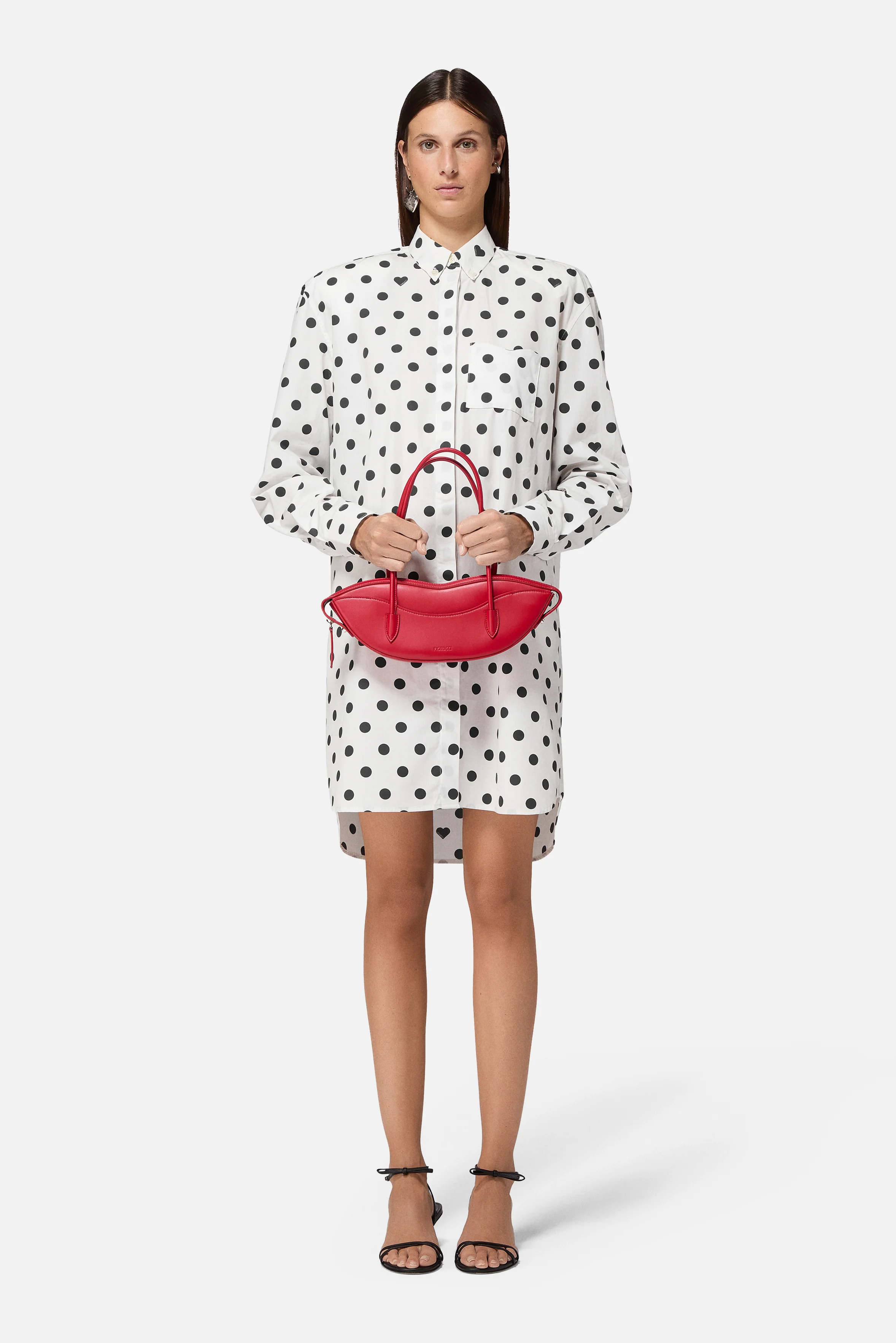 Polka Dot Midi Shirt Dress White - Image 3