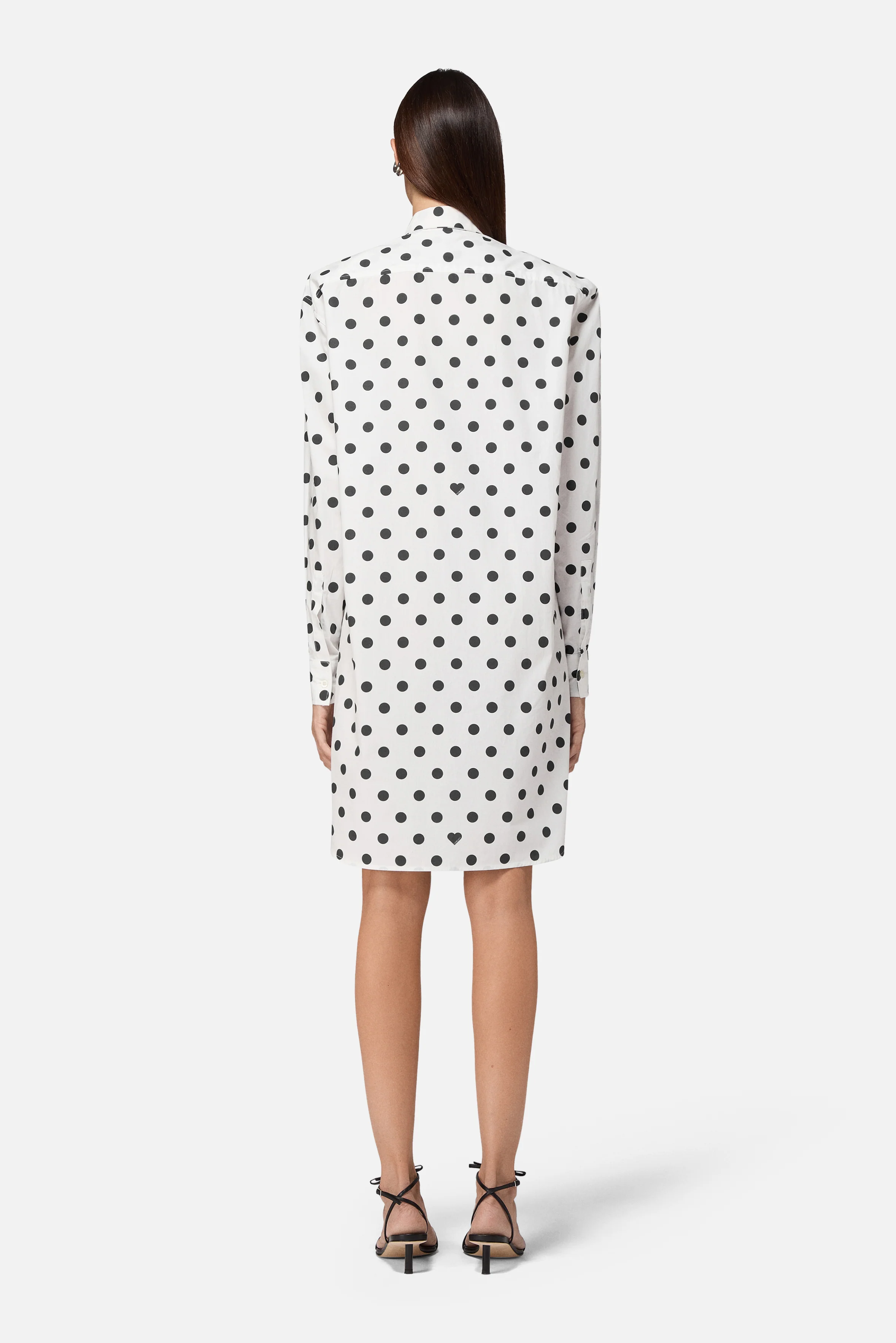 Polka Dot Midi Shirt Dress White - Image 4